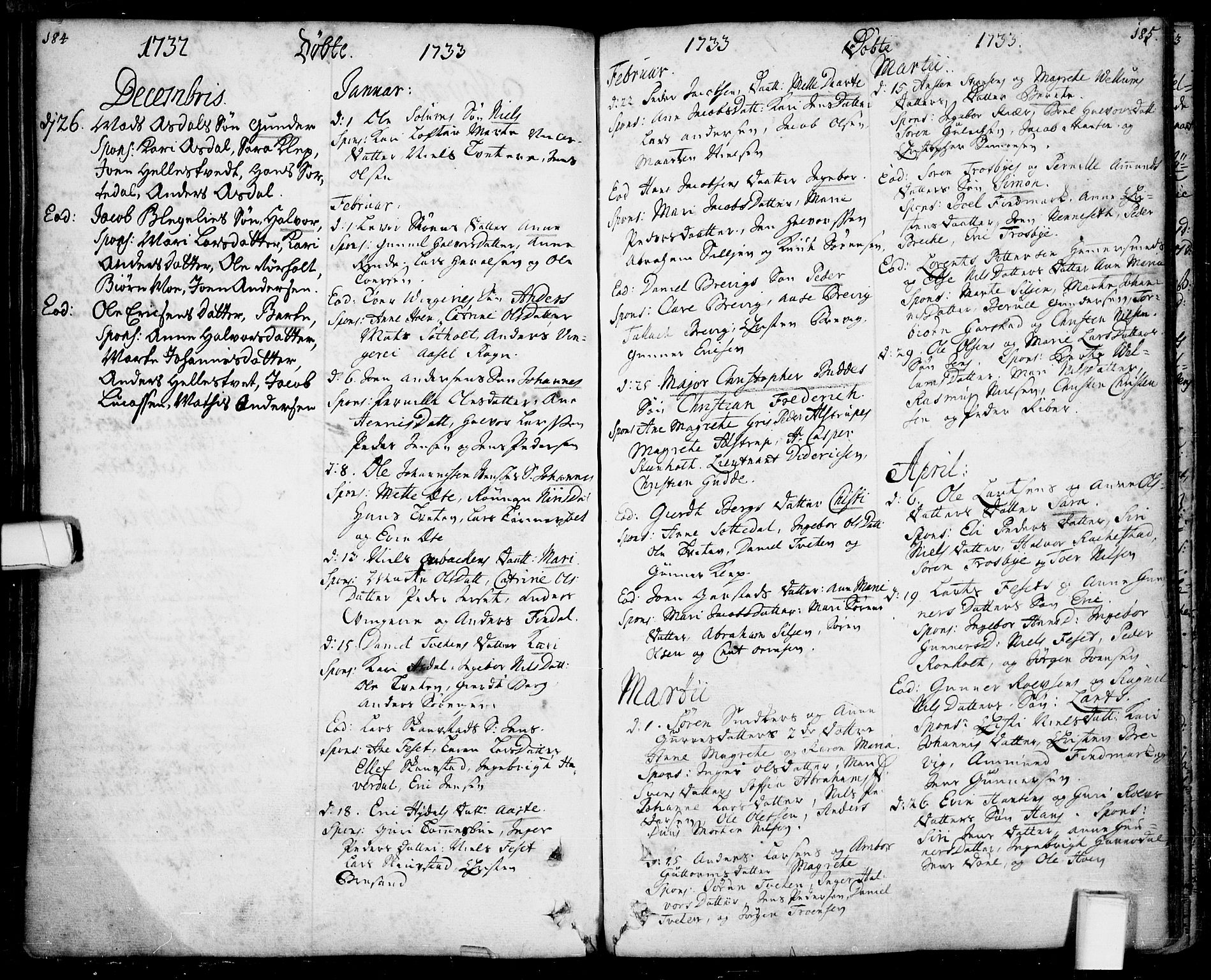 Bamble kirkebøker, SAKO/A-253/F/Fa/L0001: Parish register (official) no. I 1, 1702-1774, p. 184-185