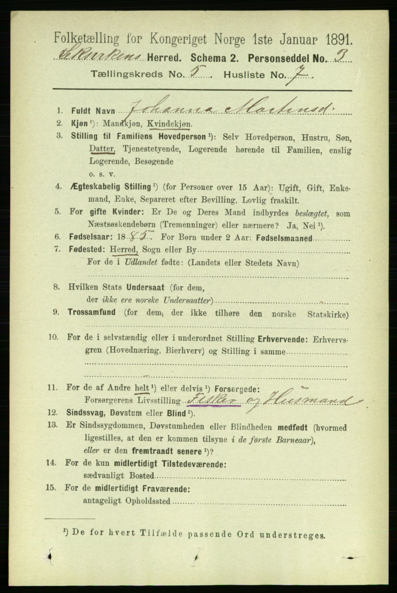 RA, 1891 census for 1718 Leksvik, 1891, p. 2582