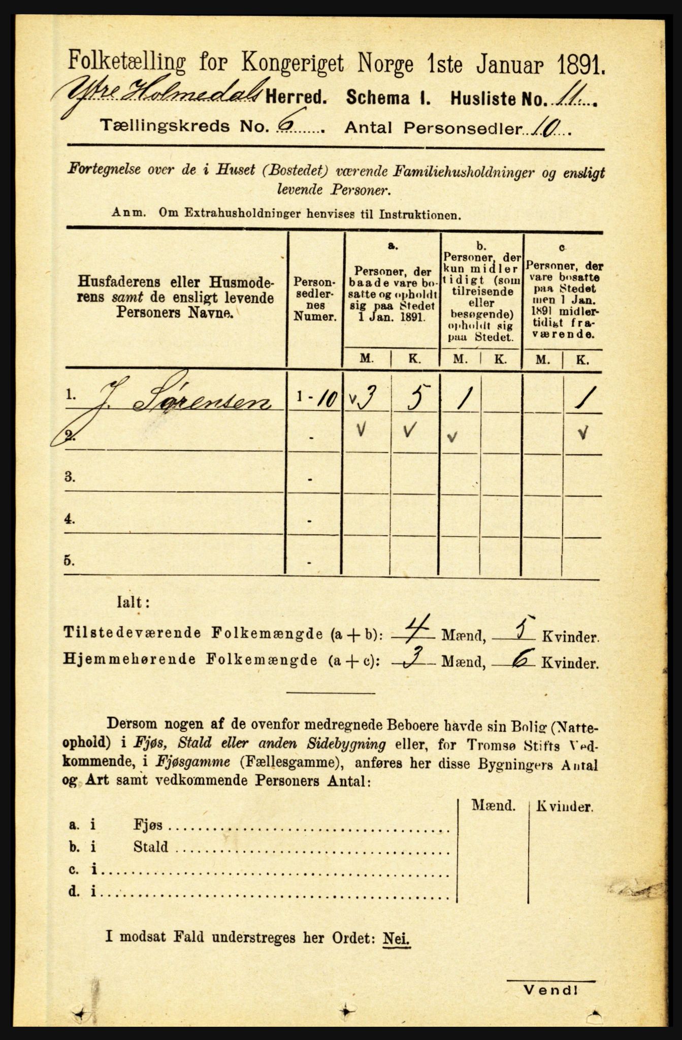 RA, 1891 census for 1429 Ytre Holmedal, 1891, p. 1298