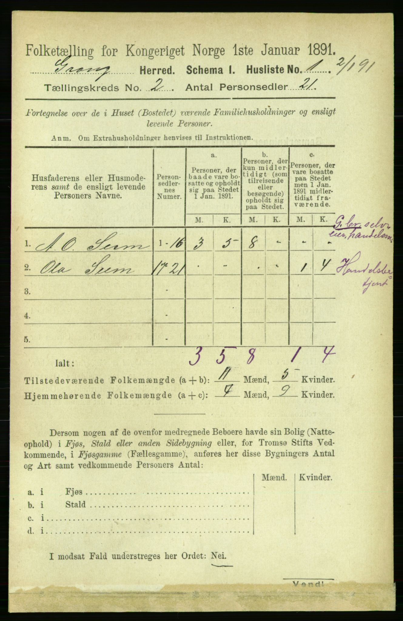 RA, 1891 census for 1742 Grong, 1891, p. 670