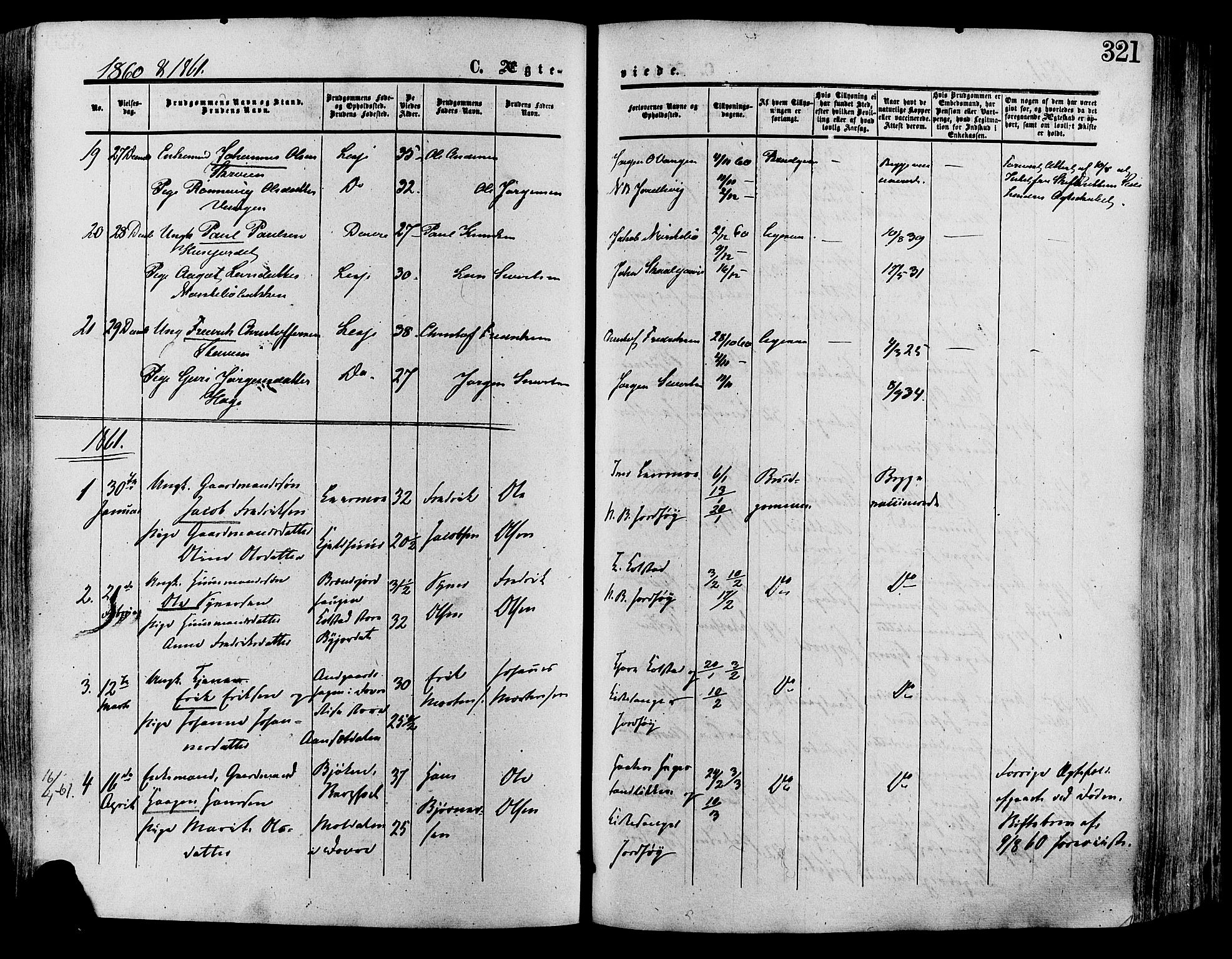Lesja prestekontor, SAH/PREST-068/H/Ha/Haa/L0008: Parish register (official) no. 8, 1854-1880, p. 321