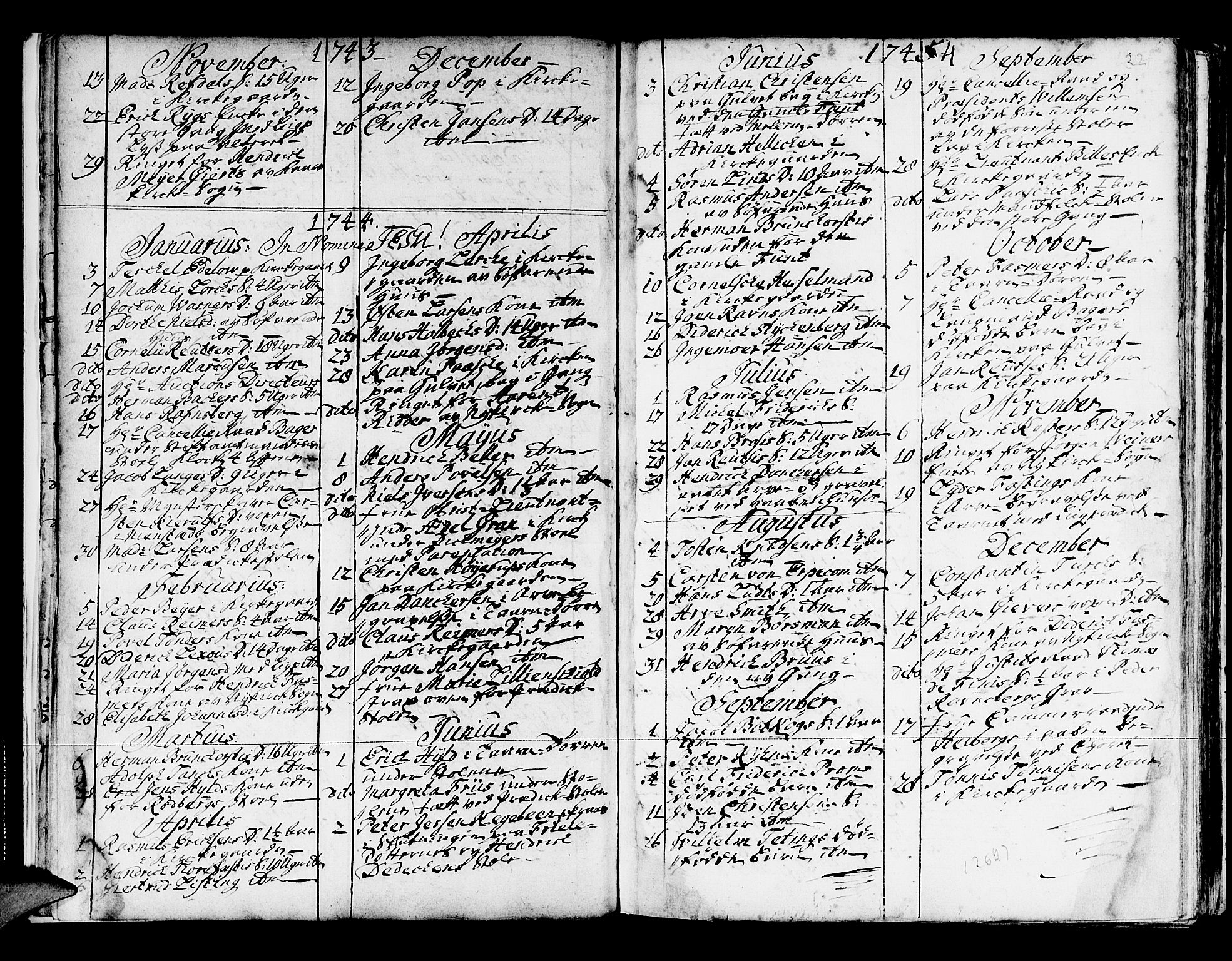 Domkirken sokneprestembete, SAB/A-74801/H/Haa/L0008: Parish register (official) no. A 8, 1725-1775, p. 22