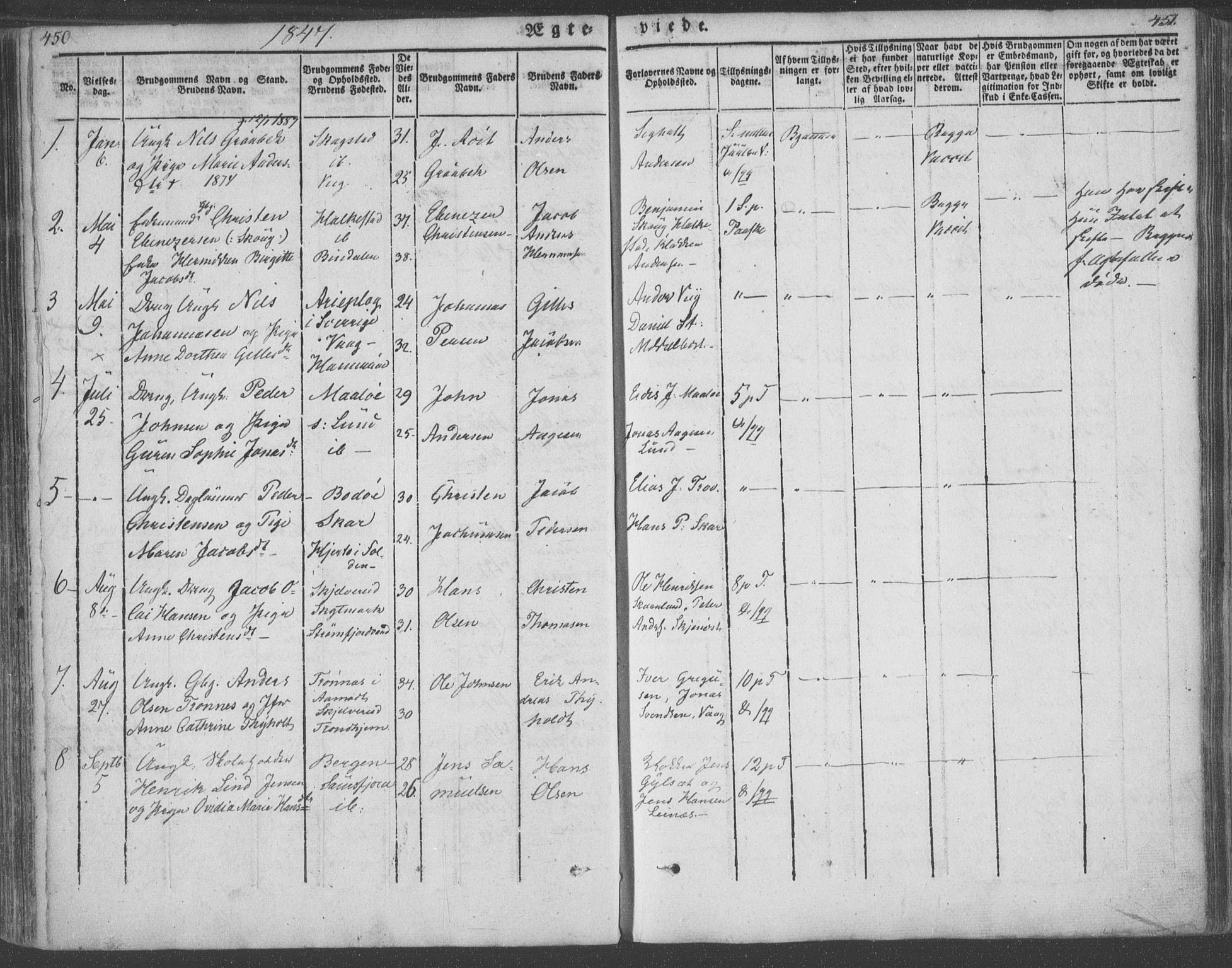 Ministerialprotokoller, klokkerbøker og fødselsregistre - Nordland, AV/SAT-A-1459/855/L0799: Parish register (official) no. 855A07, 1834-1852, p. 450-451