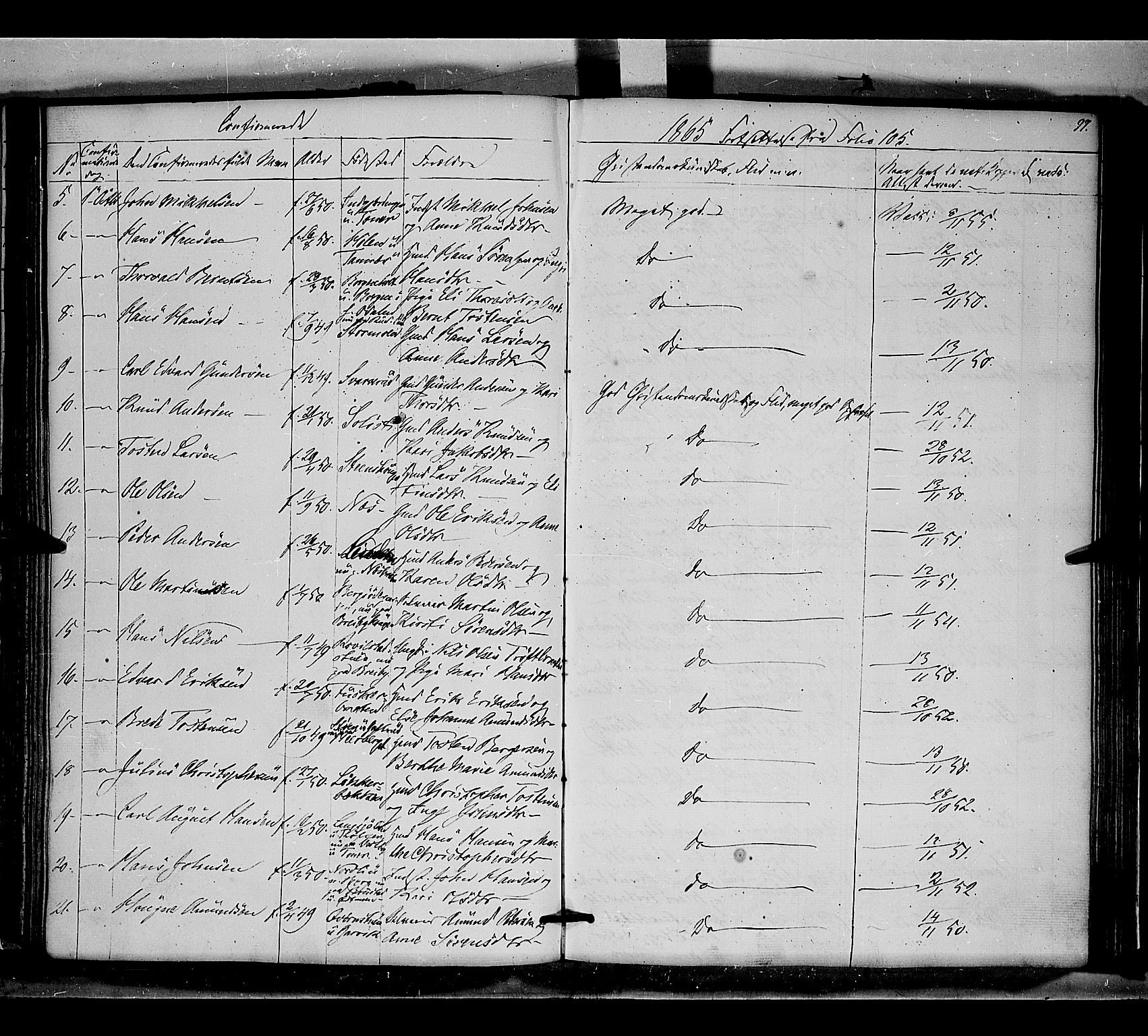 Nord-Odal prestekontor, SAH/PREST-032/H/Ha/Haa/L0003: Parish register (official) no. 3, 1851-1865, p. 97