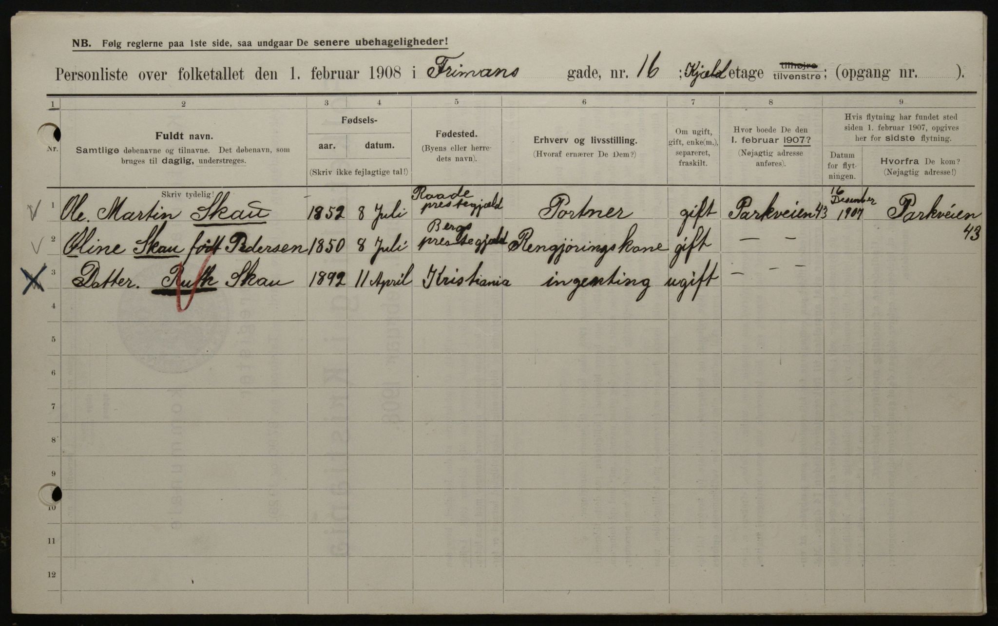 OBA, Municipal Census 1908 for Kristiania, 1908, p. 24312