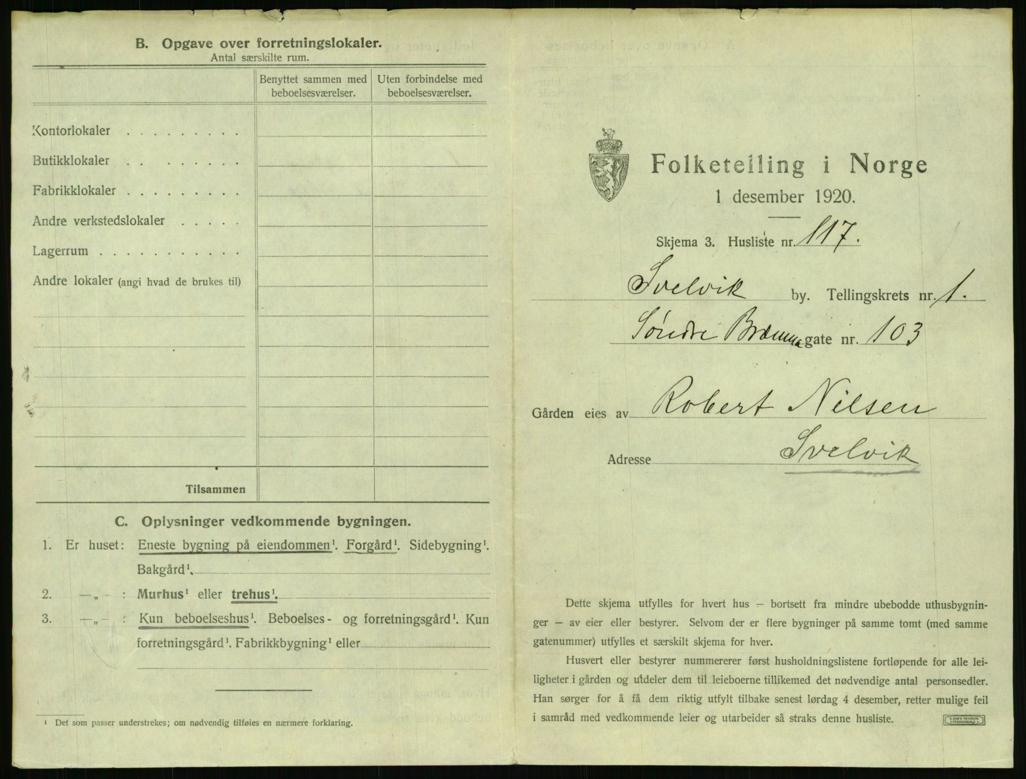 SAKO, 1920 census for Svelvik, 1920, p. 255