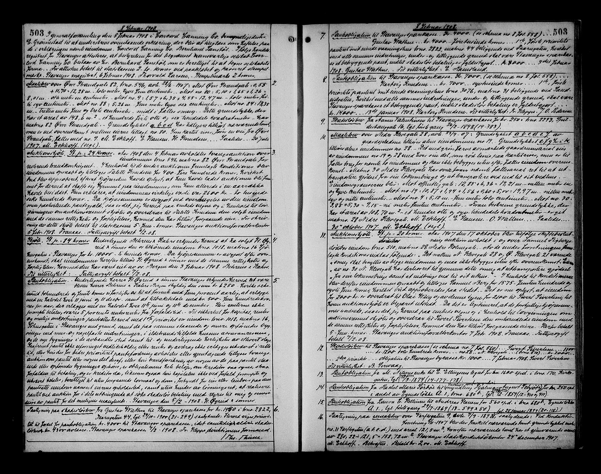 Stavanger skifteforvalter, AV/SAST-A-101412/001/4/41/410BC/L0002: Mortgage book no. 24b, 1906-1908, p. 503