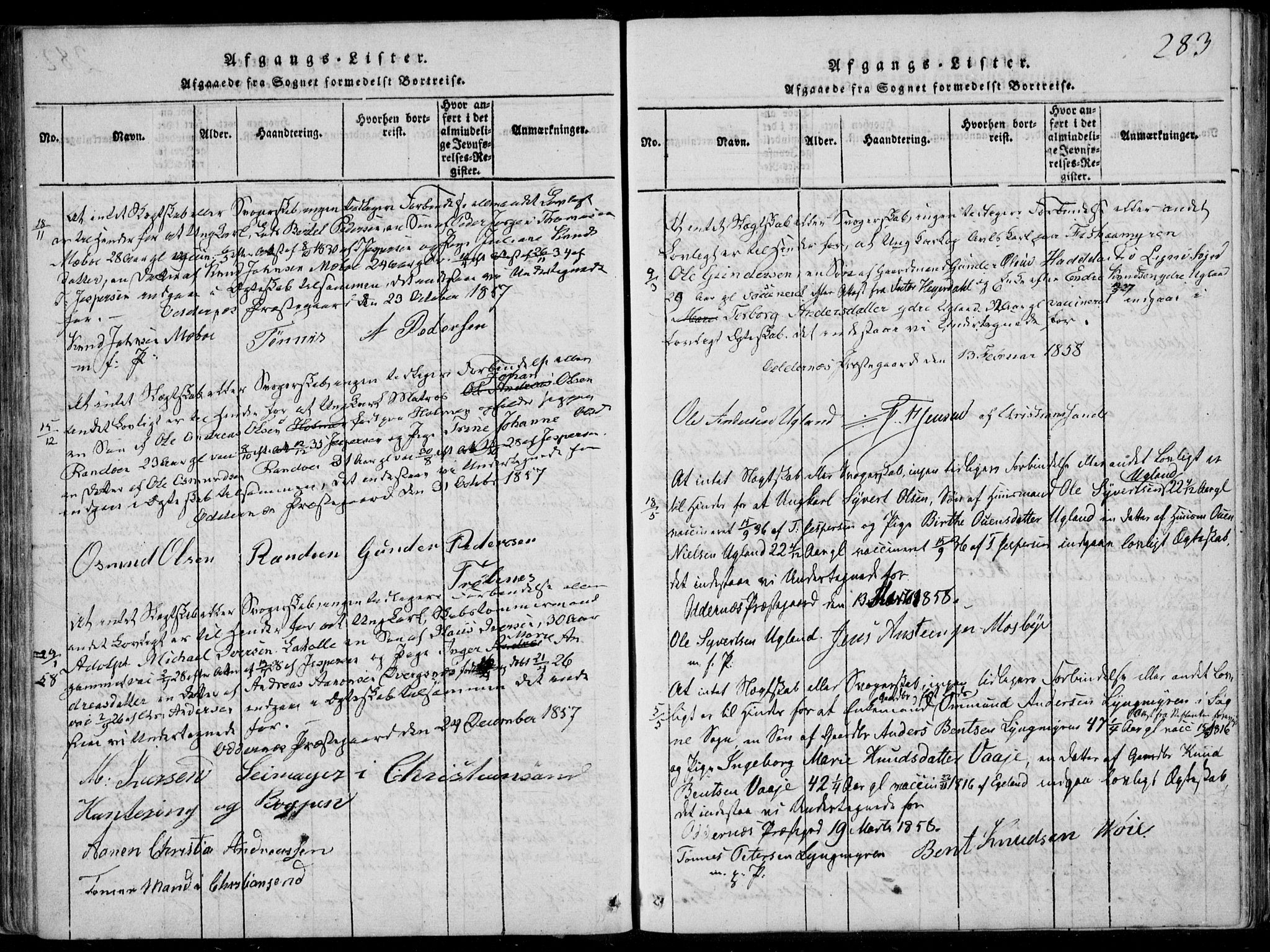 Oddernes sokneprestkontor, AV/SAK-1111-0033/F/Fa/Faa/L0005: Parish register (official) no. A 5, 1820-1838, p. 283