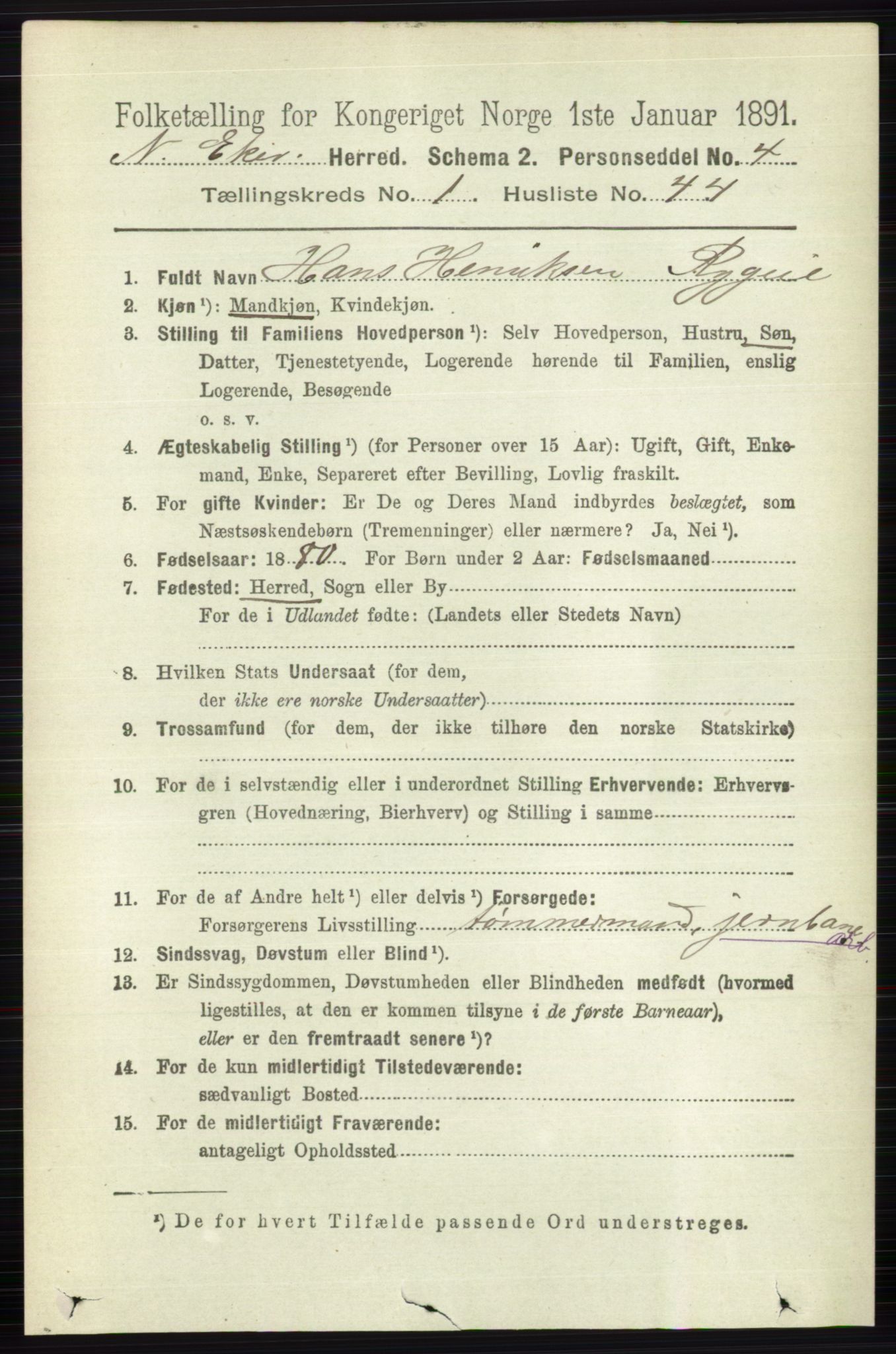 RA, 1891 census for 0625 Nedre Eiker, 1891, p. 321