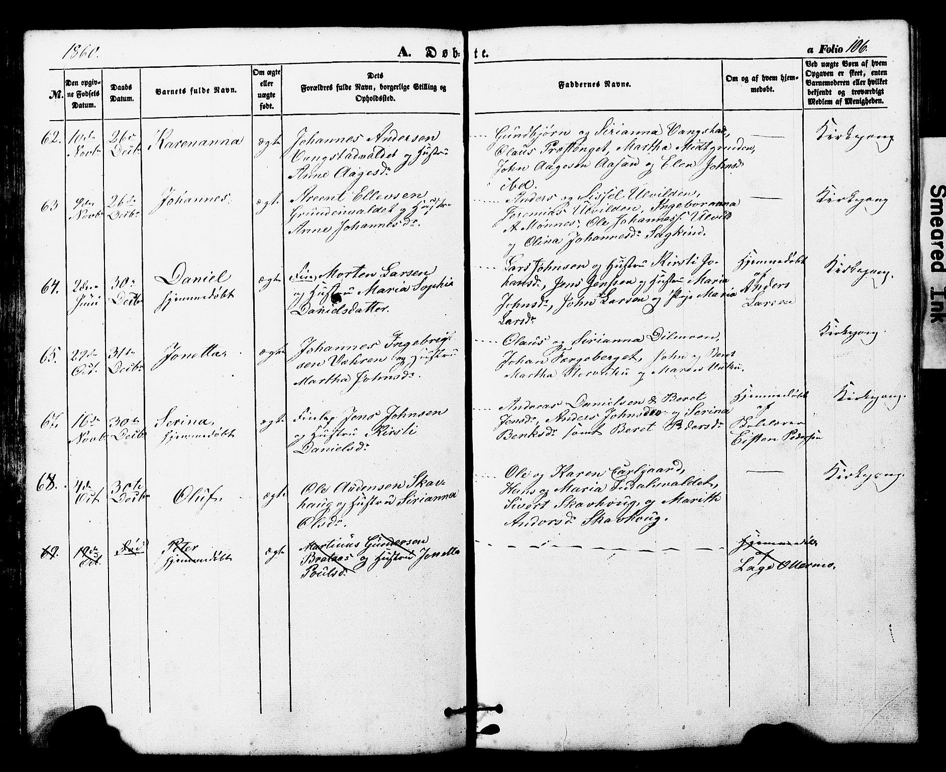 Ministerialprotokoller, klokkerbøker og fødselsregistre - Nord-Trøndelag, AV/SAT-A-1458/724/L0268: Parish register (copy) no. 724C04, 1846-1878, p. 106