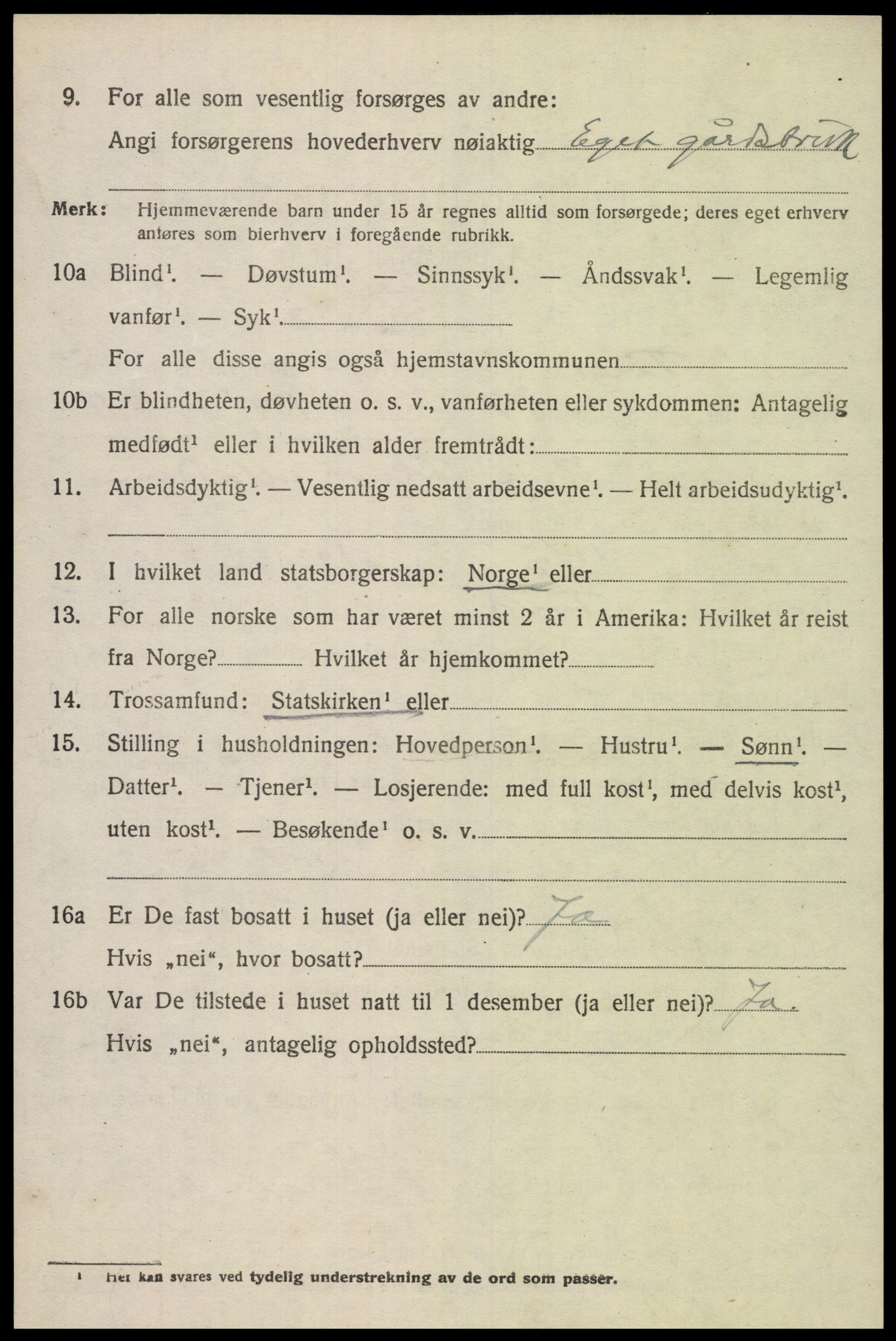 SAK, 1920 census for Tveit, 1920, p. 2435