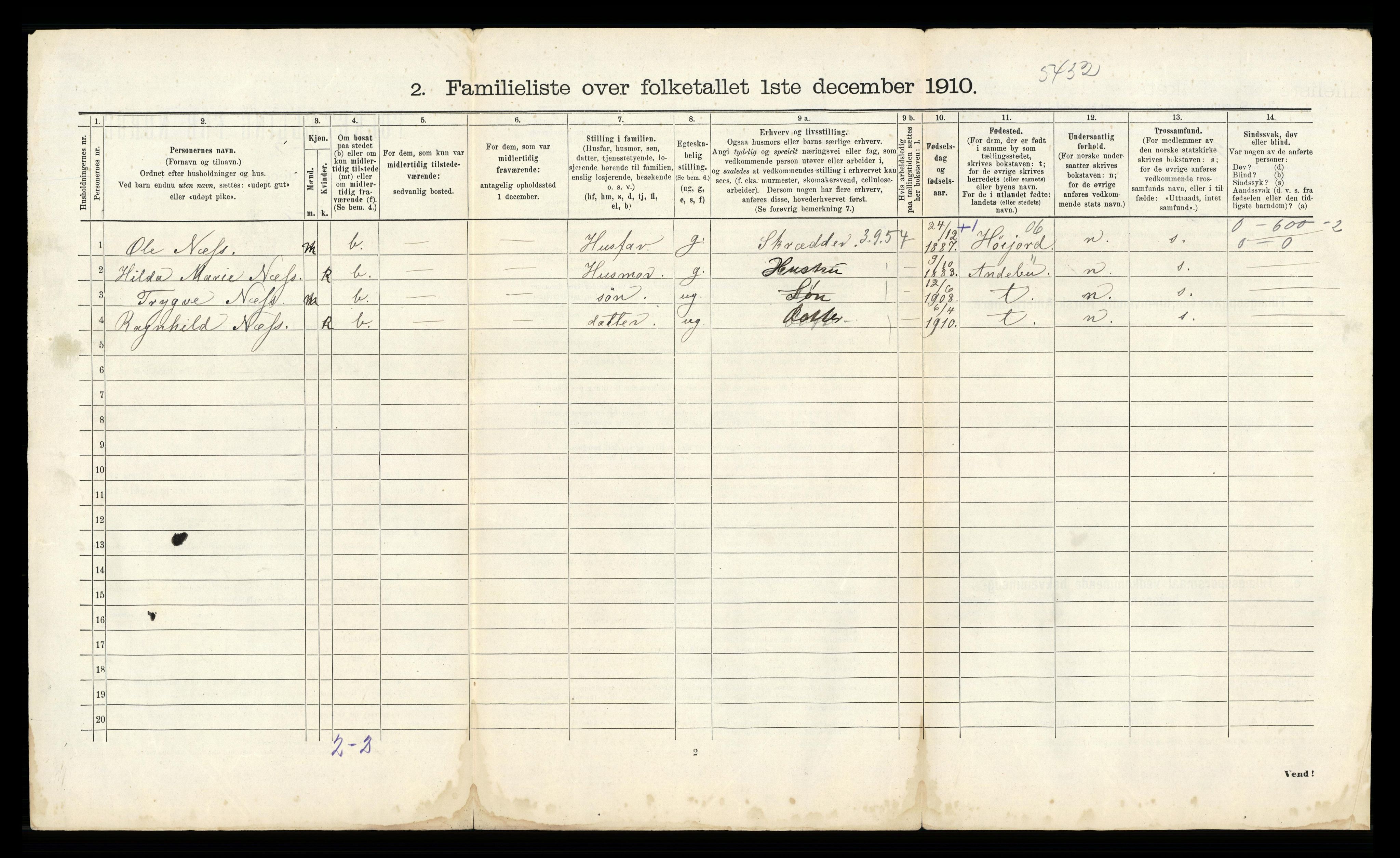 RA, 1910 census for Sandefjord, 1910, p. 2373