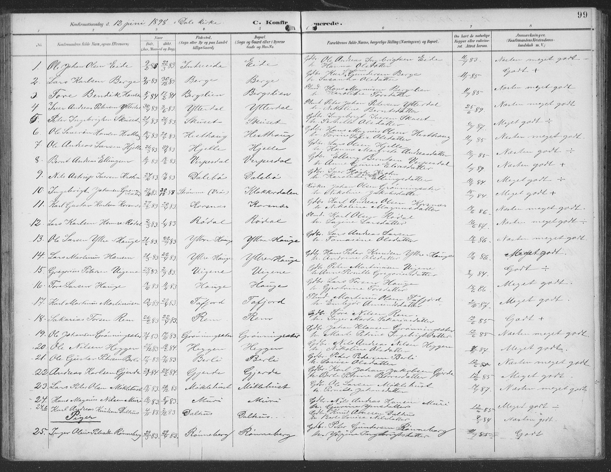 Ministerialprotokoller, klokkerbøker og fødselsregistre - Møre og Romsdal, SAT/A-1454/519/L0256: Parish register (official) no. 519A15, 1895-1912, p. 99