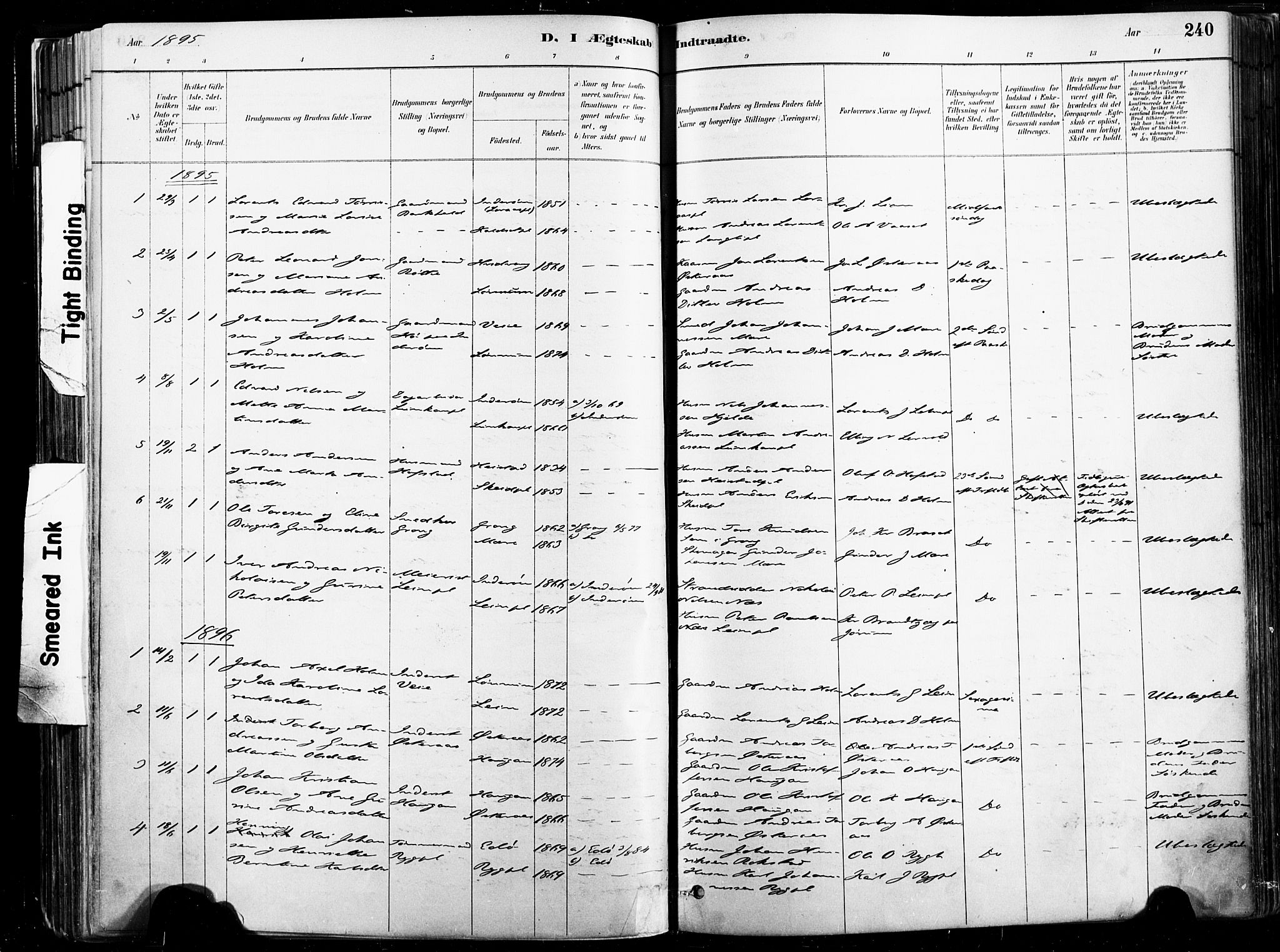 Ministerialprotokoller, klokkerbøker og fødselsregistre - Nord-Trøndelag, AV/SAT-A-1458/735/L0351: Parish register (official) no. 735A10, 1884-1908, p. 240