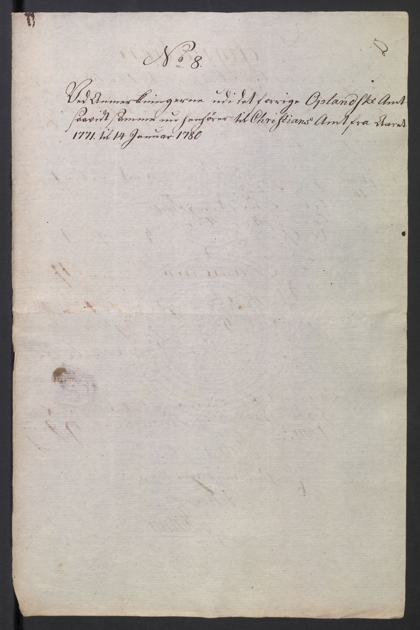 Rentekammeret inntil 1814, Reviderte regnskaper, Mindre regnskaper, AV/RA-EA-4068/Rb/L0014: Opplands amt, 1771-1779, p. 5