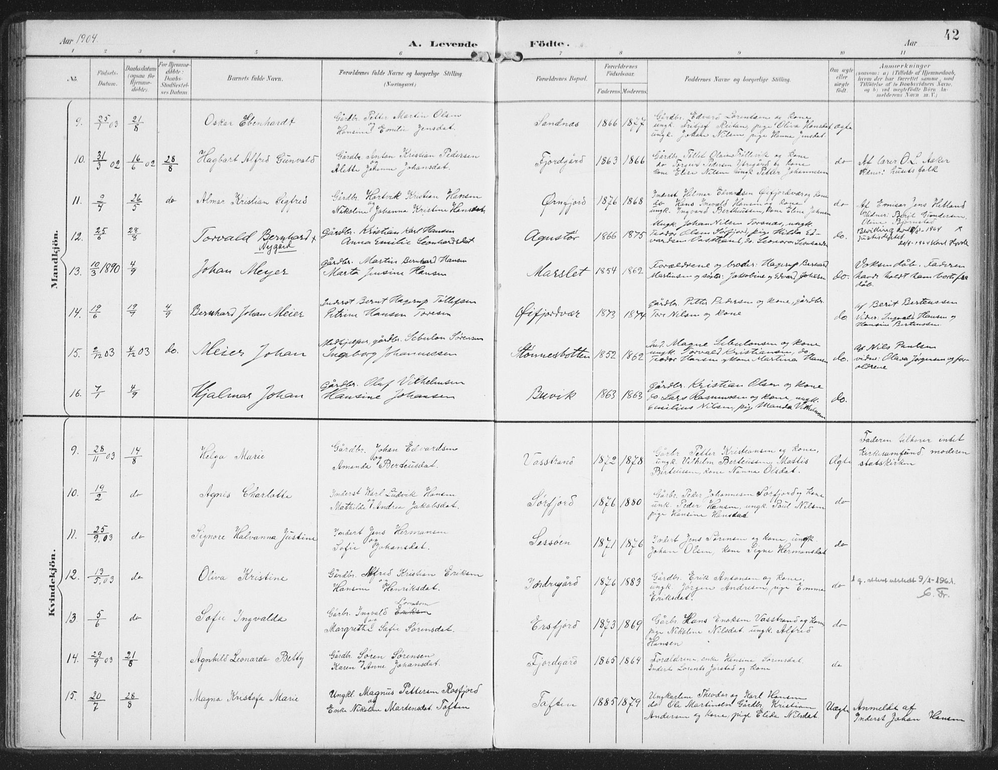 Lenvik sokneprestembete, AV/SATØ-S-1310/H/Ha/Haa/L0015kirke: Parish register (official) no. 15, 1896-1915, p. 42
