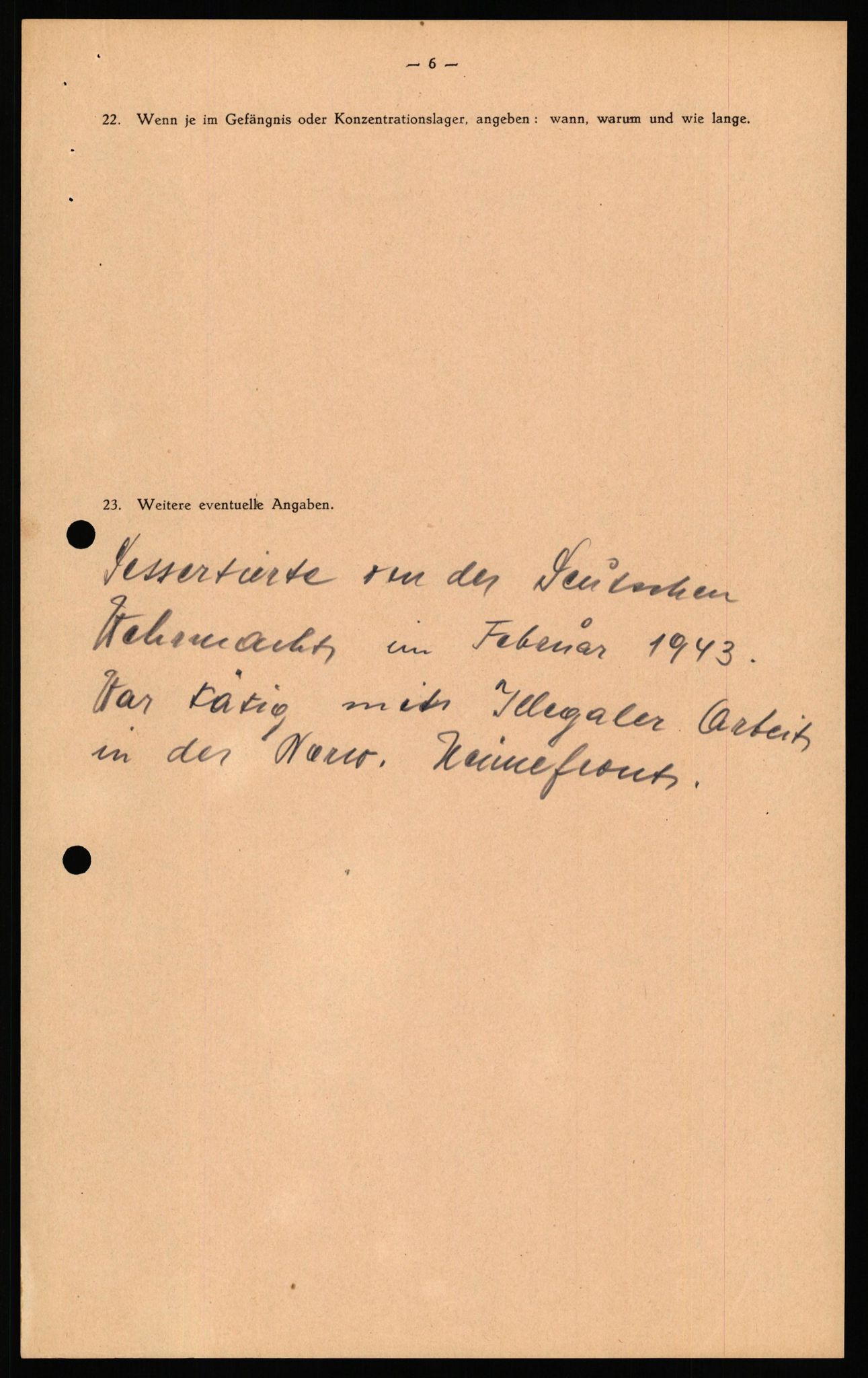 Forsvaret, Forsvarets overkommando II, AV/RA-RAFA-3915/D/Db/L0039: CI Questionaires. Tyske okkupasjonsstyrker i Norge. Østerrikere., 1945-1946, p. 439