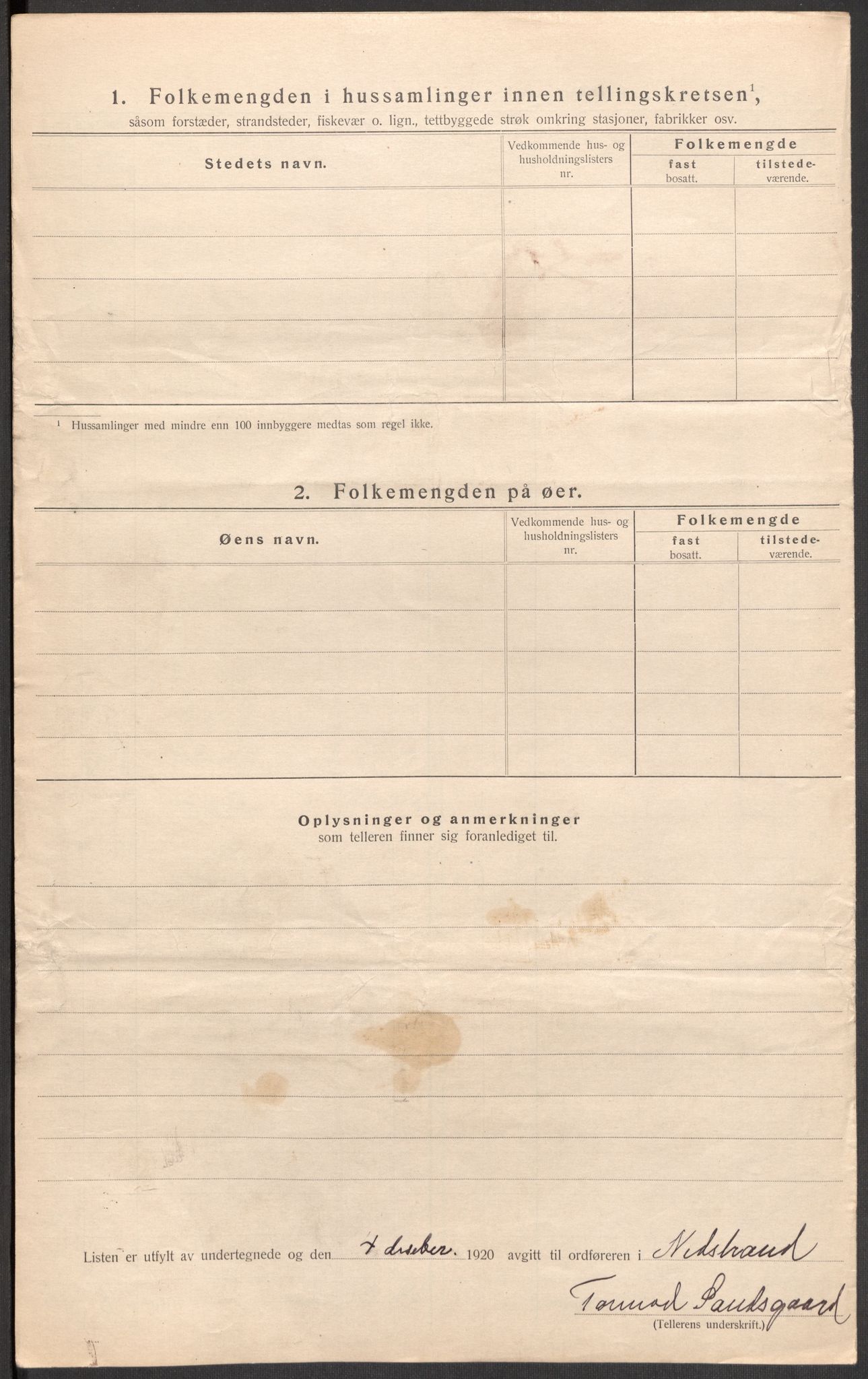 SAST, 1920 census for Nedstrand, 1920, p. 28