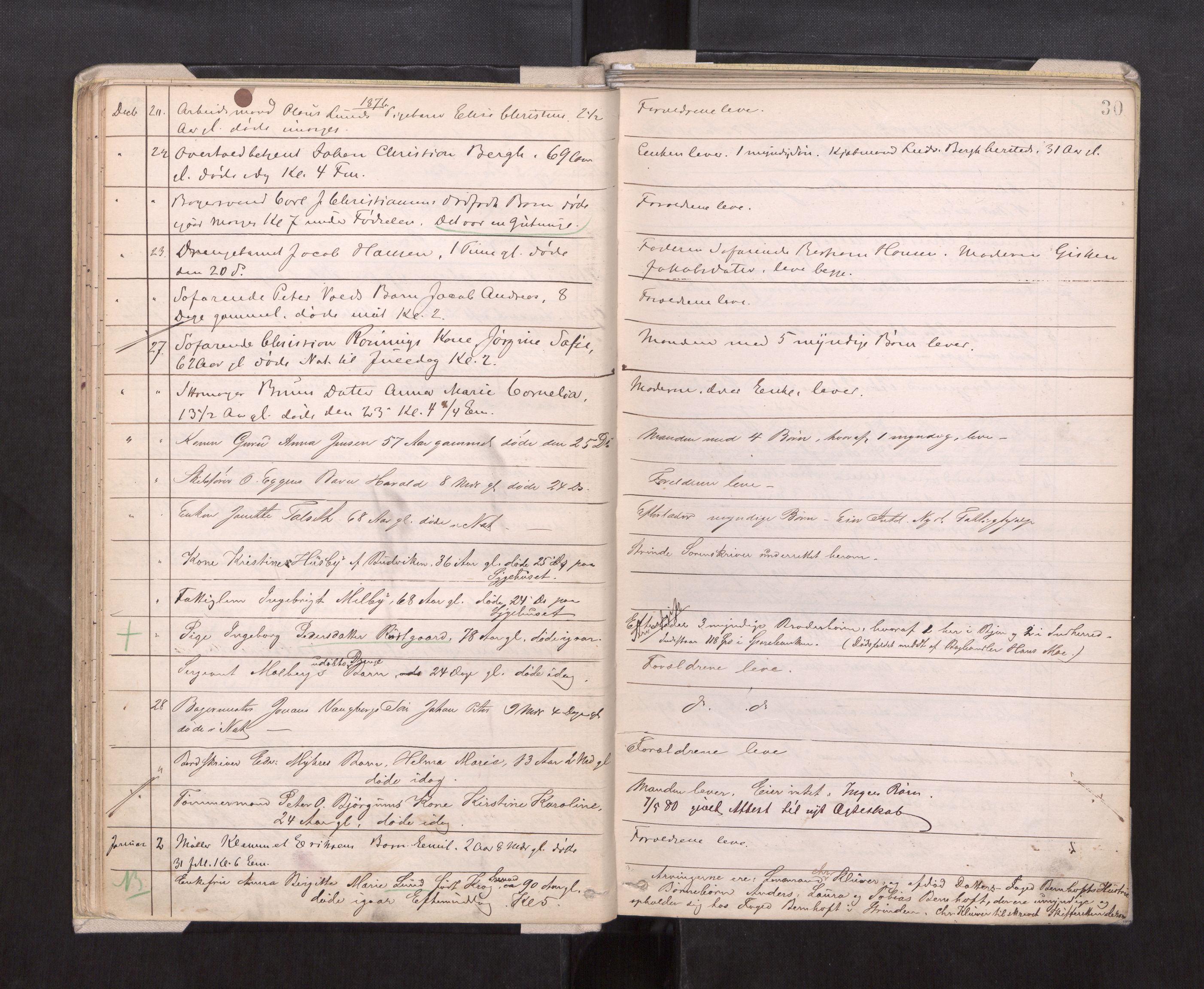 Trondheim byfogd, AV/SAT-A-0003/1/3/3L/L0002: Dødsanmeldelsesprotokoll, 1875-1879, p. 30