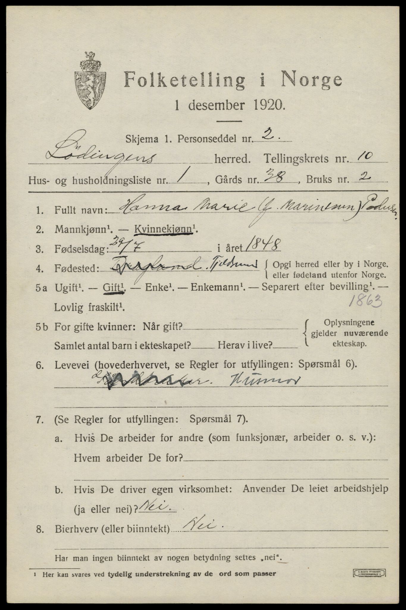 SAT, 1920 census for Lødingen, 1920, p. 5979