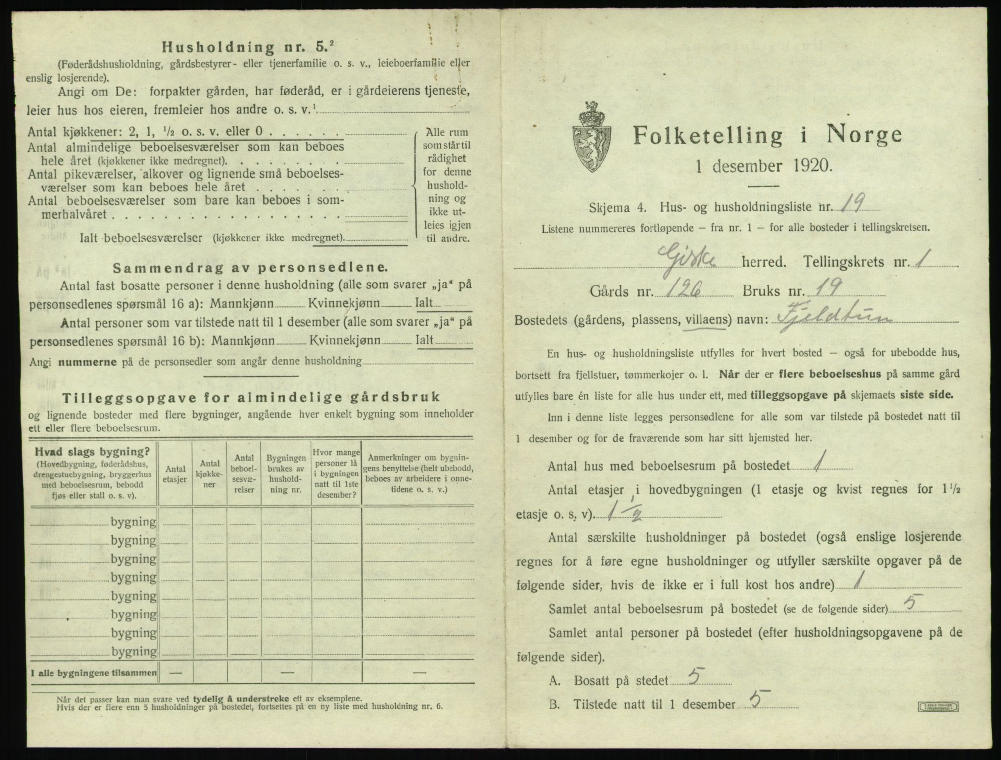 SAT, 1920 census for Giske, 1920, p. 64