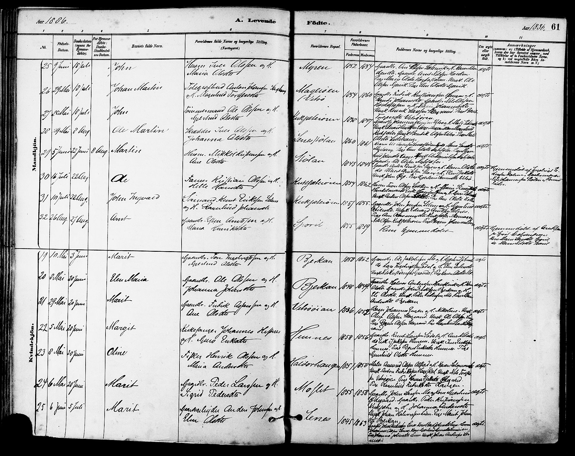 Ministerialprotokoller, klokkerbøker og fødselsregistre - Sør-Trøndelag, SAT/A-1456/630/L0496: Parish register (official) no. 630A09, 1879-1895, p. 61
