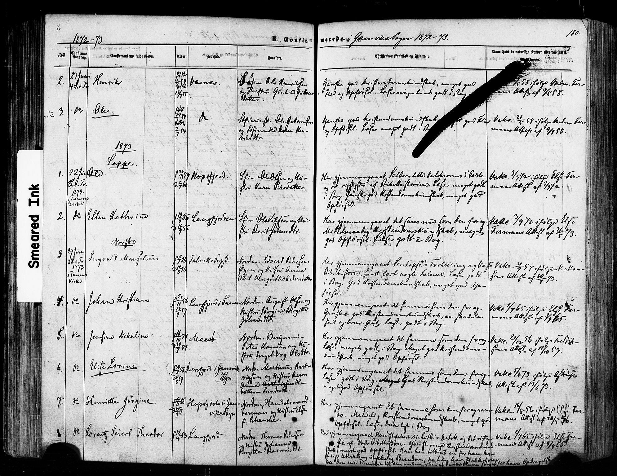Tana sokneprestkontor, SATØ/S-1334/H/Ha/L0002kirke: Parish register (official) no. 2 /2, 1862-1877, p. 180
