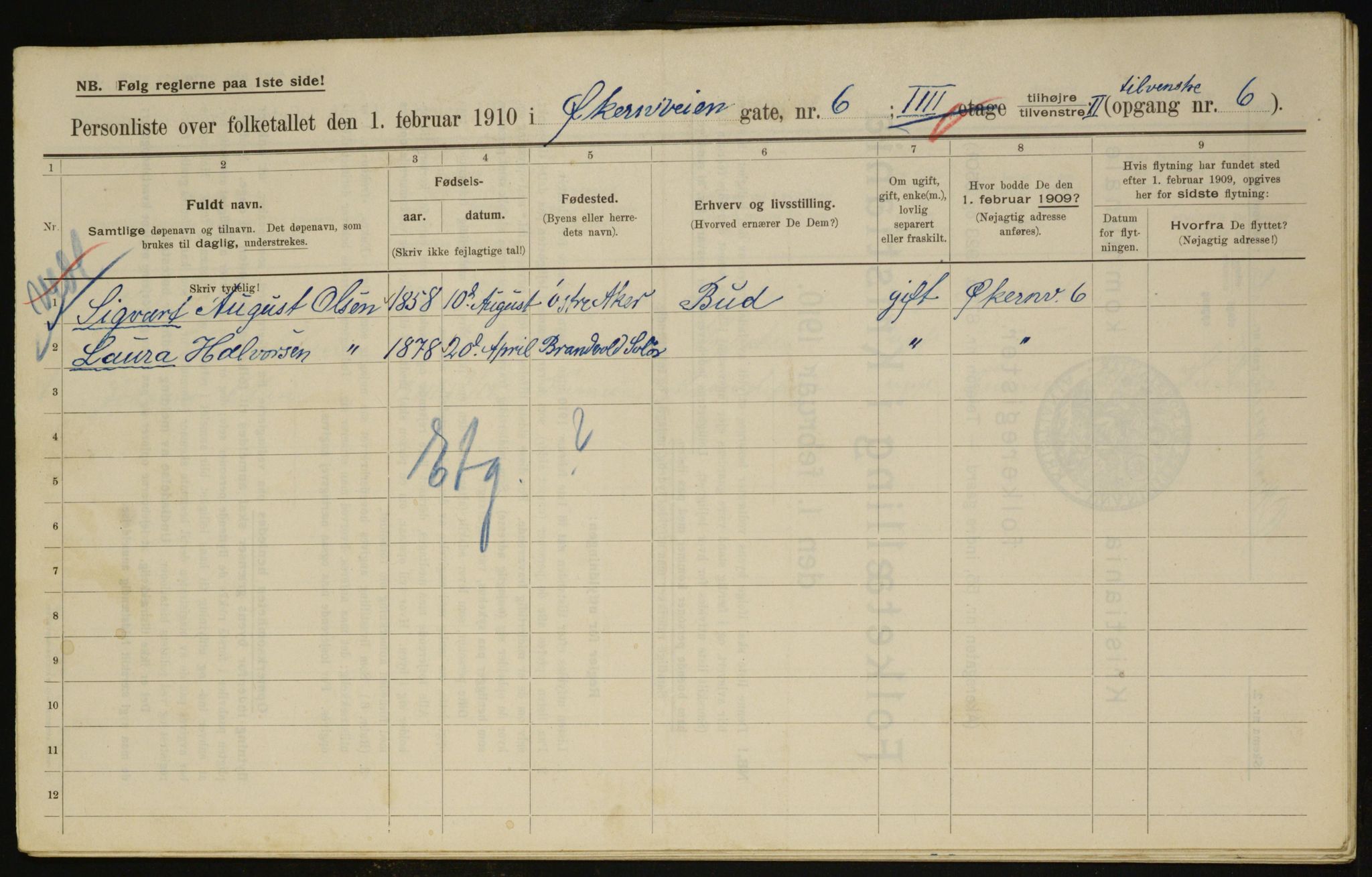 OBA, Municipal Census 1910 for Kristiania, 1910, p. 122059