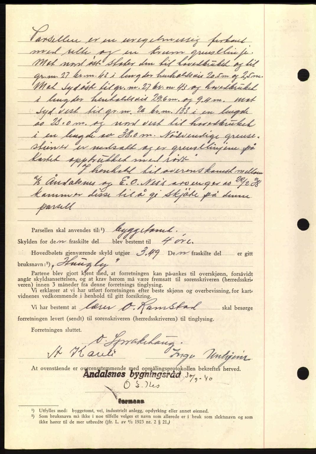 Romsdal sorenskriveri, AV/SAT-A-4149/1/2/2C: Mortgage book no. A8, 1939-1940, Diary no: : 1084/1940