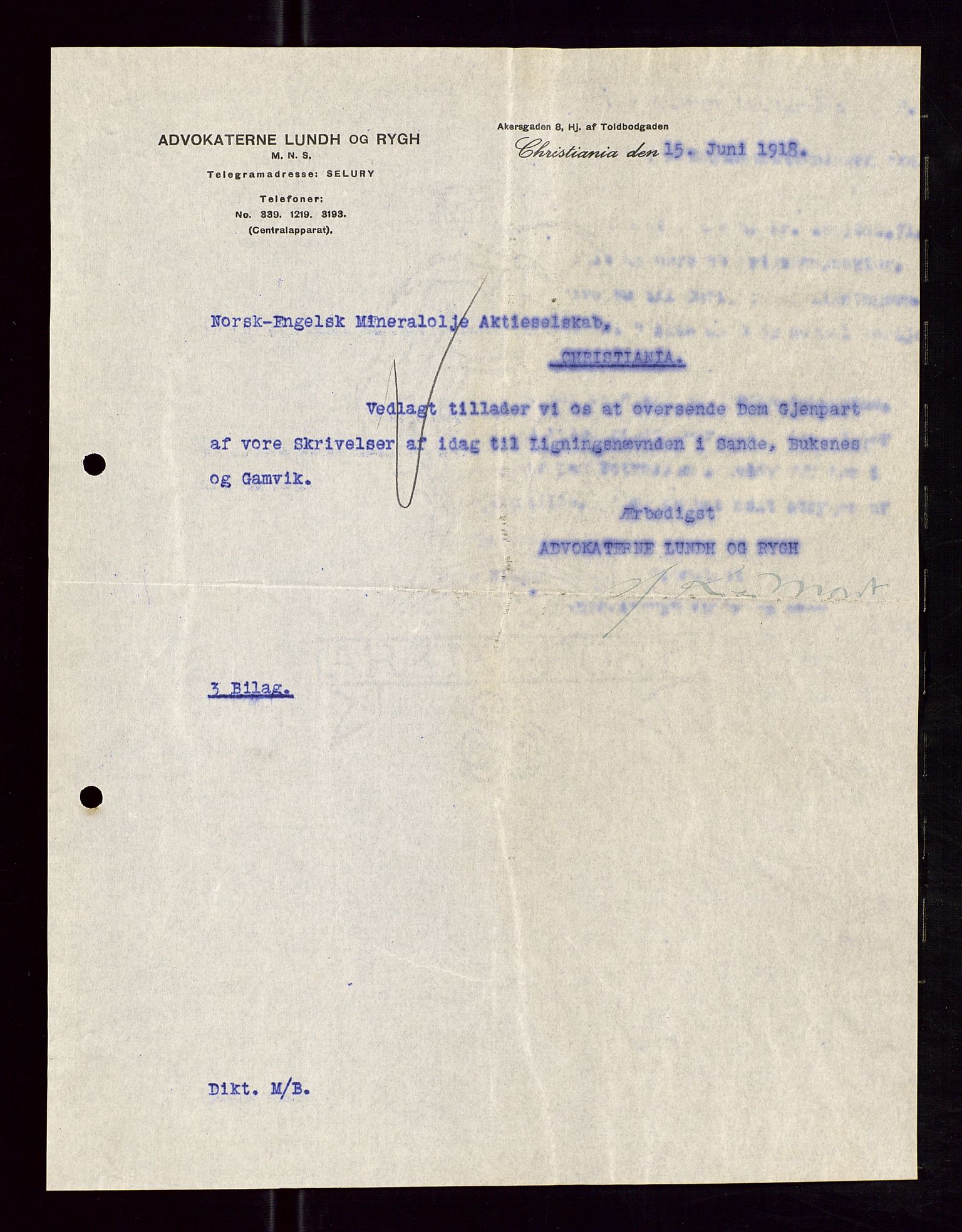 Pa 1521 - A/S Norske Shell, AV/SAST-A-101915/E/Ea/Eaa/L0005: Sjefskorrespondanse, 1918, p. 403