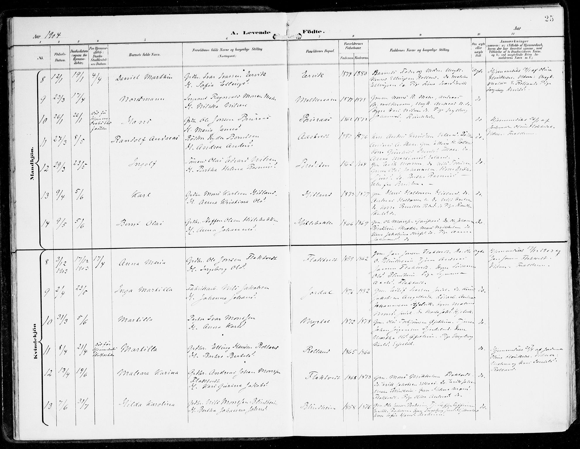 Hamre sokneprestembete, AV/SAB-A-75501/H/Ha/Haa/Haad/L0002: Parish register (official) no. D 2, 1899-1916, p. 25