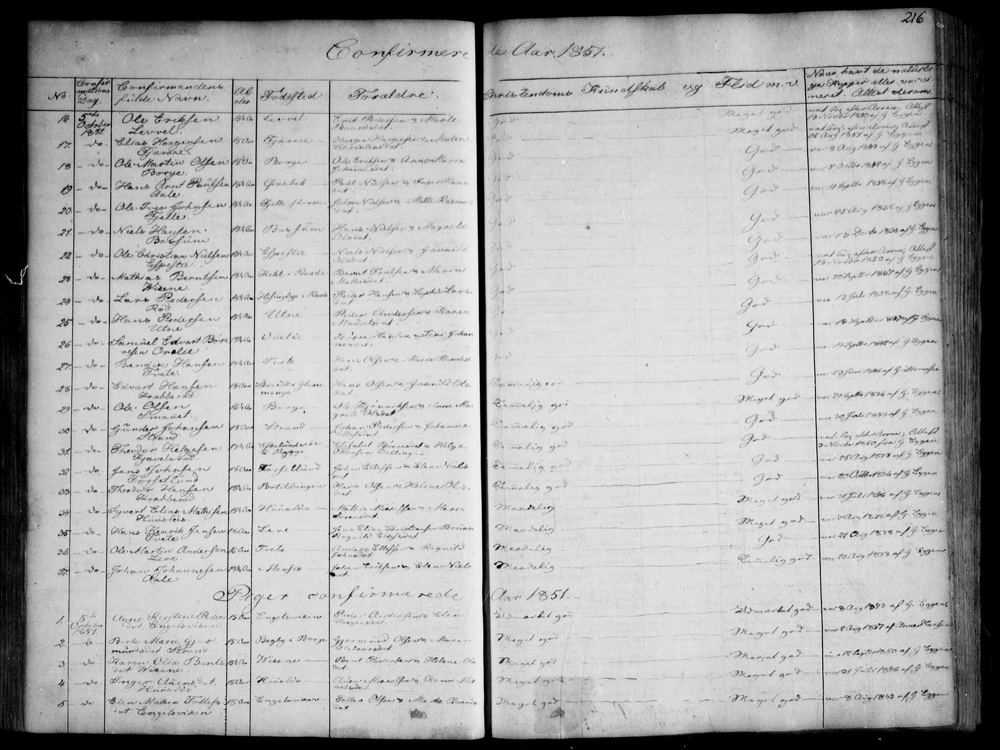 Onsøy prestekontor Kirkebøker, SAO/A-10914/F/Fa/L0003: Parish register (official) no. I 3, 1841-1860, p. 216