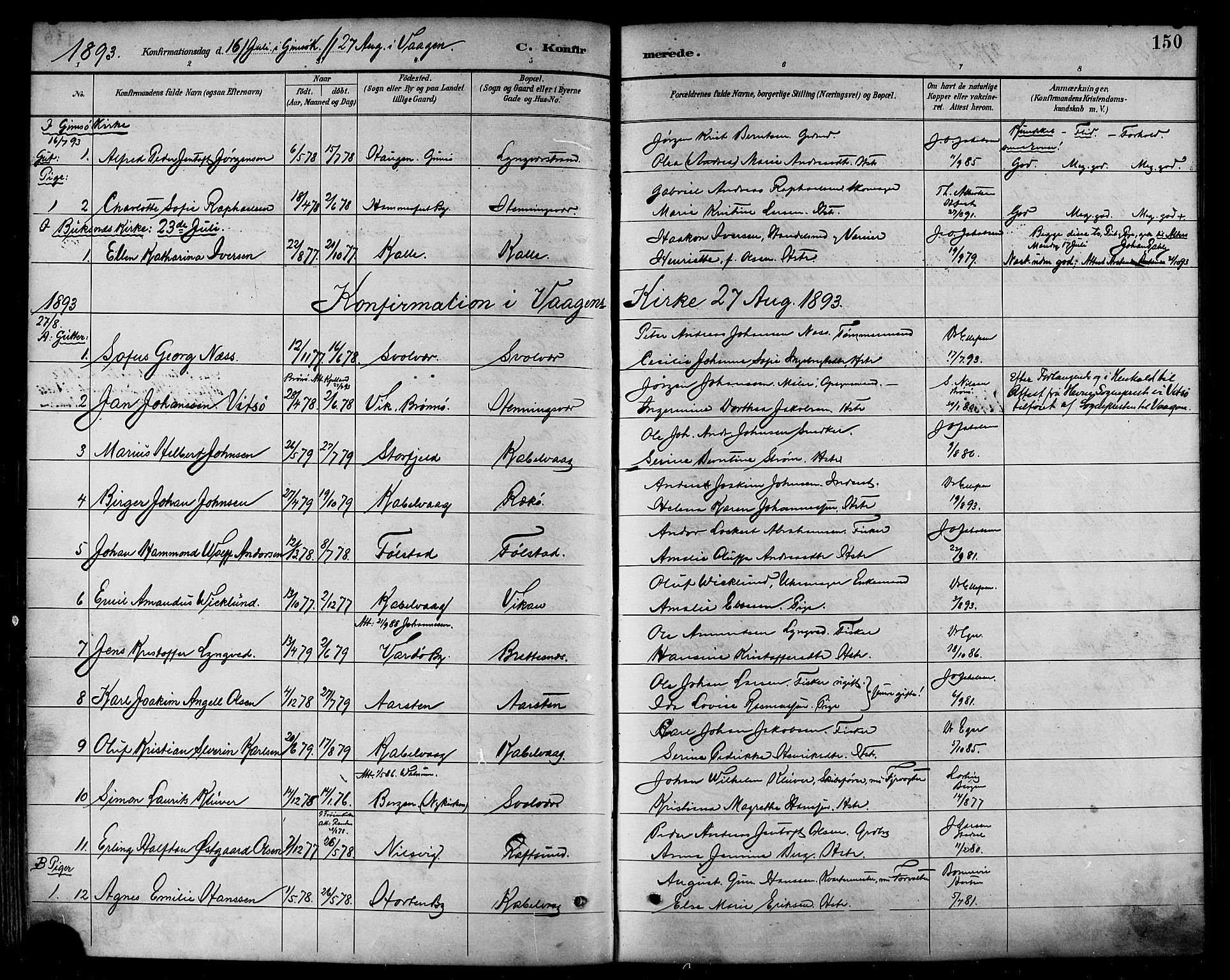 Ministerialprotokoller, klokkerbøker og fødselsregistre - Nordland, AV/SAT-A-1459/874/L1060: Parish register (official) no. 874A04, 1890-1899, p. 150