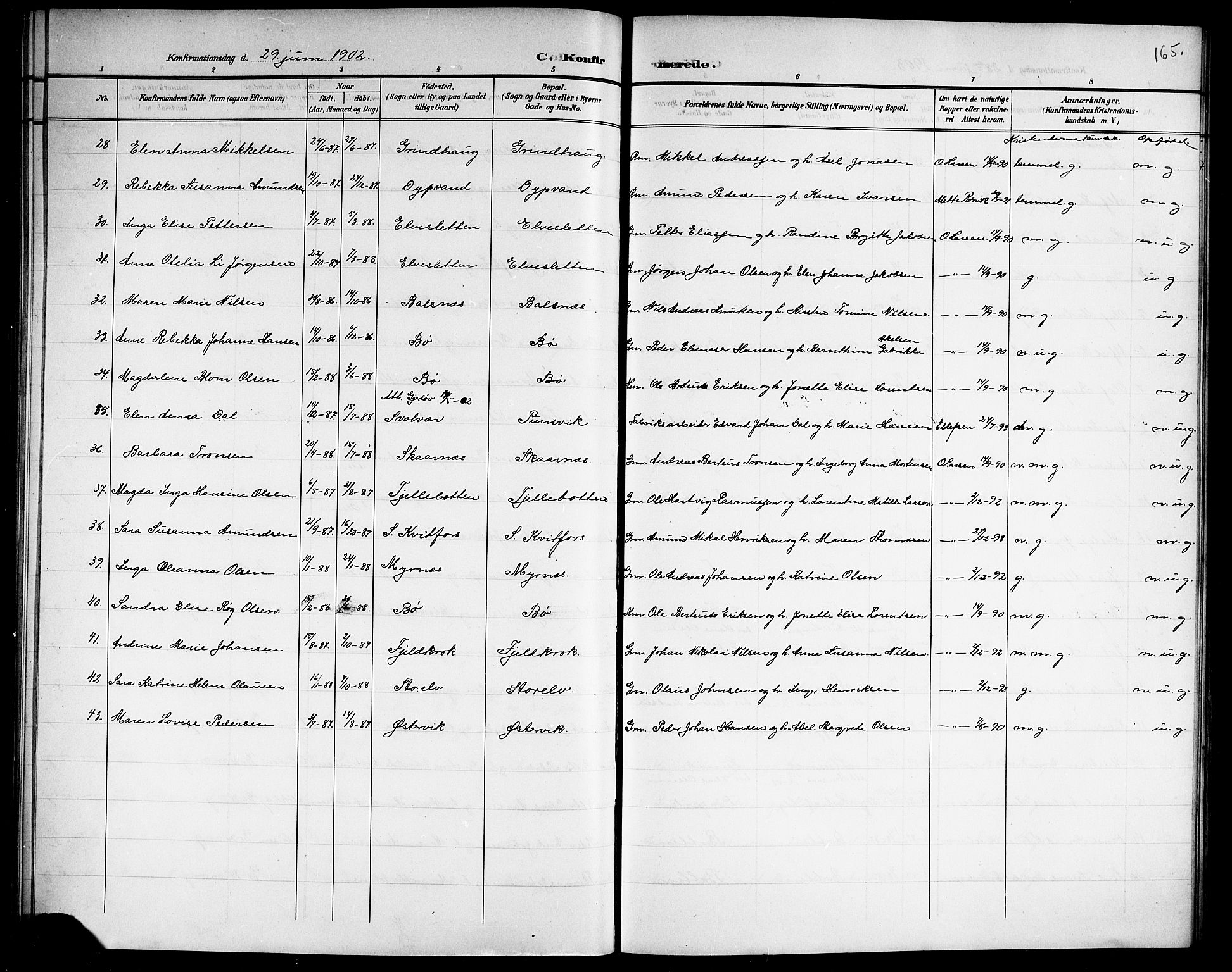 Ministerialprotokoller, klokkerbøker og fødselsregistre - Nordland, AV/SAT-A-1459/863/L0915: Parish register (copy) no. 863C05, 1898-1907, p. 165