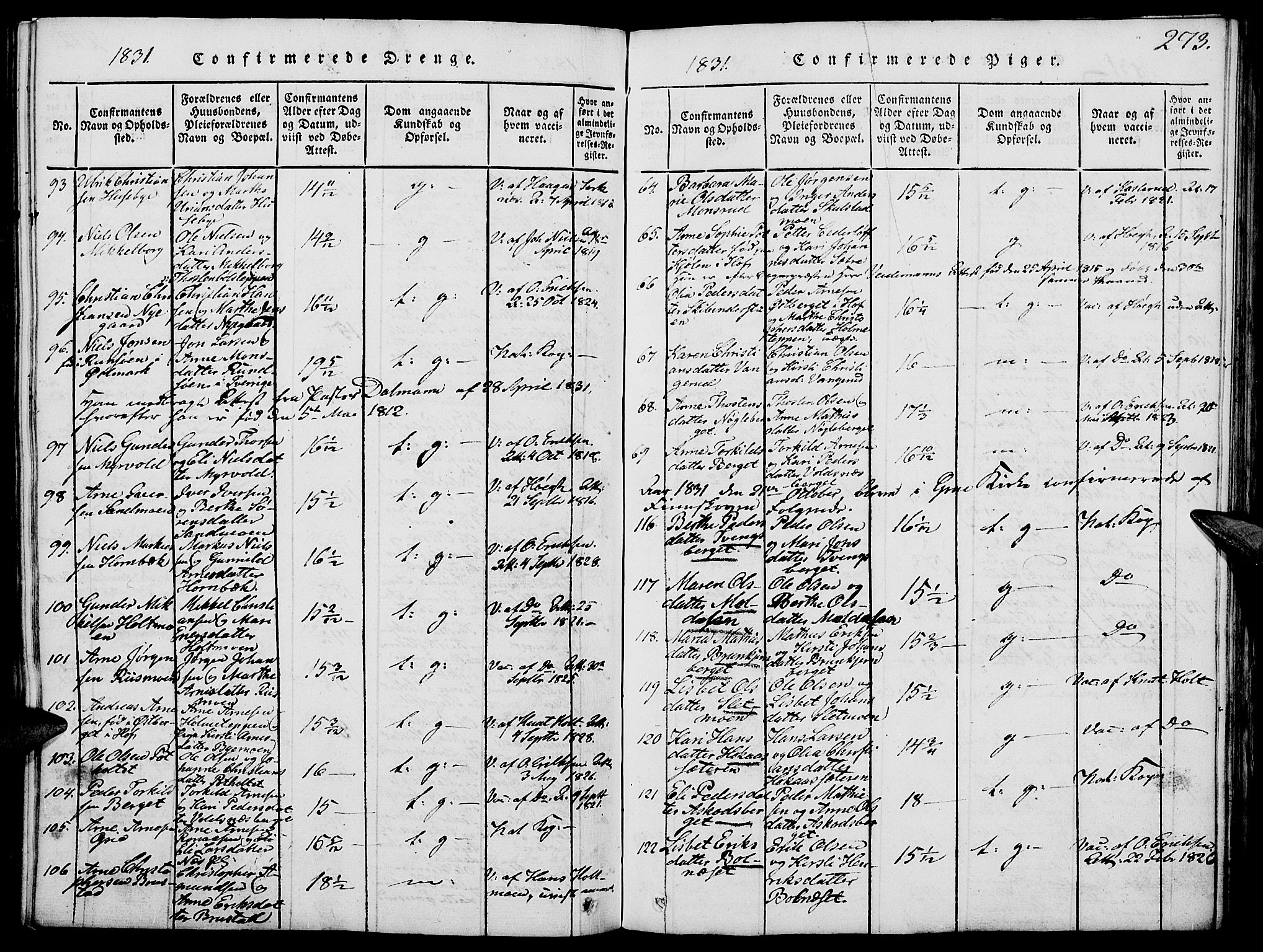 Grue prestekontor, SAH/PREST-036/H/Ha/Hab/L0002: Parish register (copy) no. 2, 1815-1841, p. 273