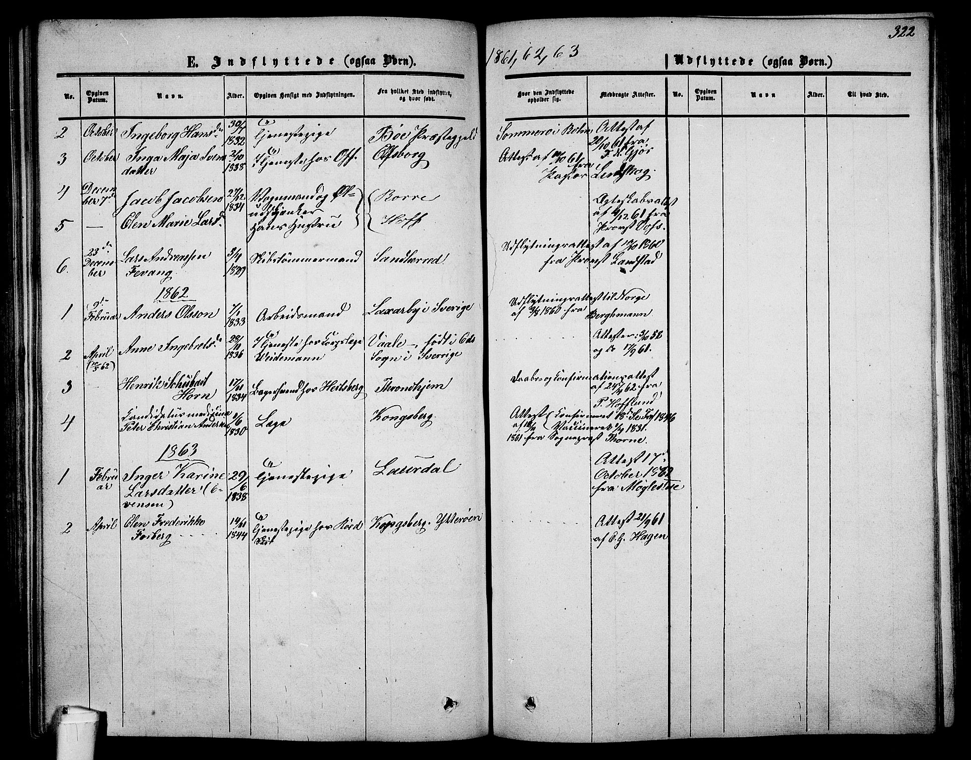 Holmestrand kirkebøker, AV/SAKO-A-346/G/Ga/L0003: Parish register (copy) no. 3, 1849-1874, p. 322