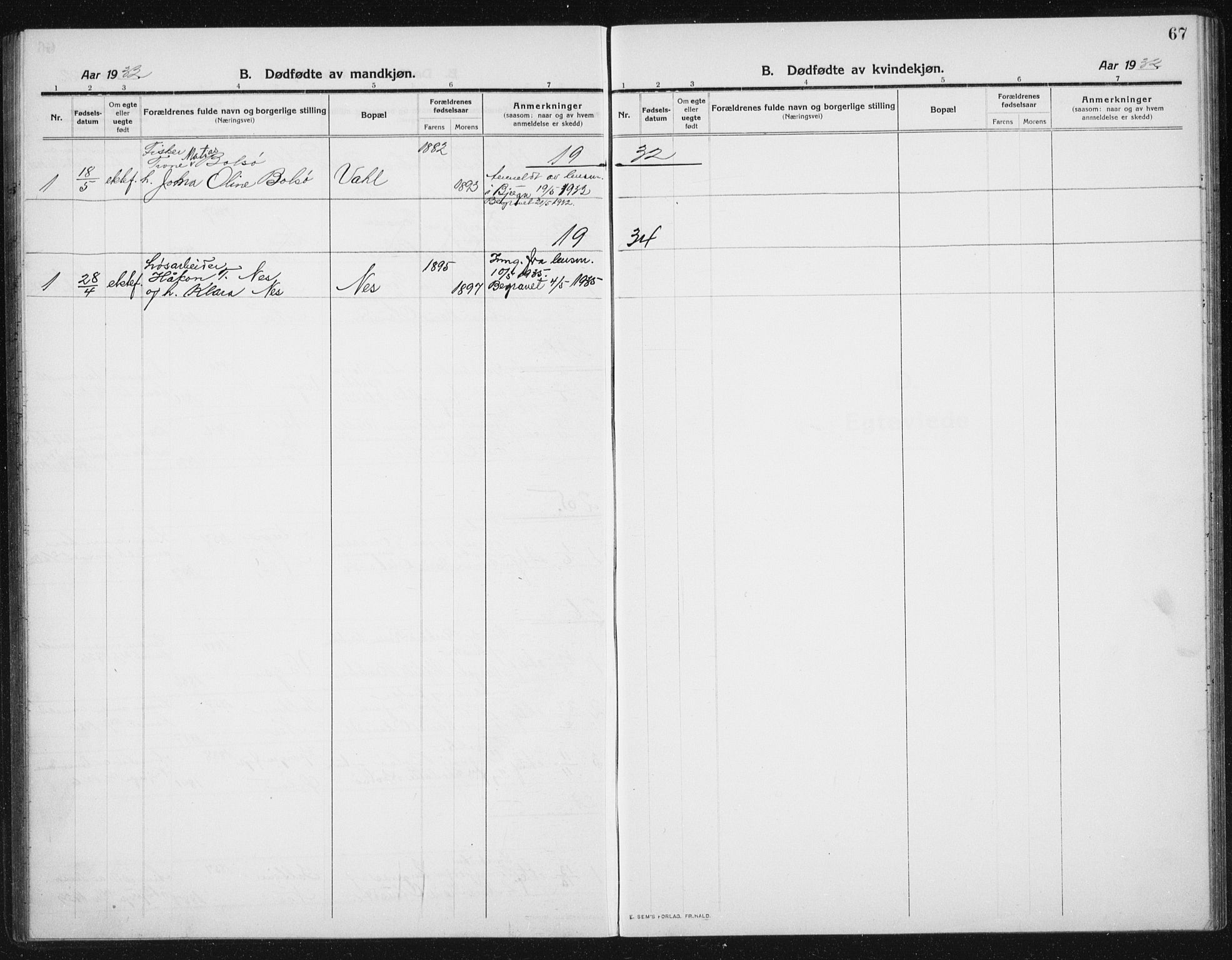 Ministerialprotokoller, klokkerbøker og fødselsregistre - Sør-Trøndelag, SAT/A-1456/652/L0654: Parish register (copy) no. 652C02, 1910-1937, p. 67