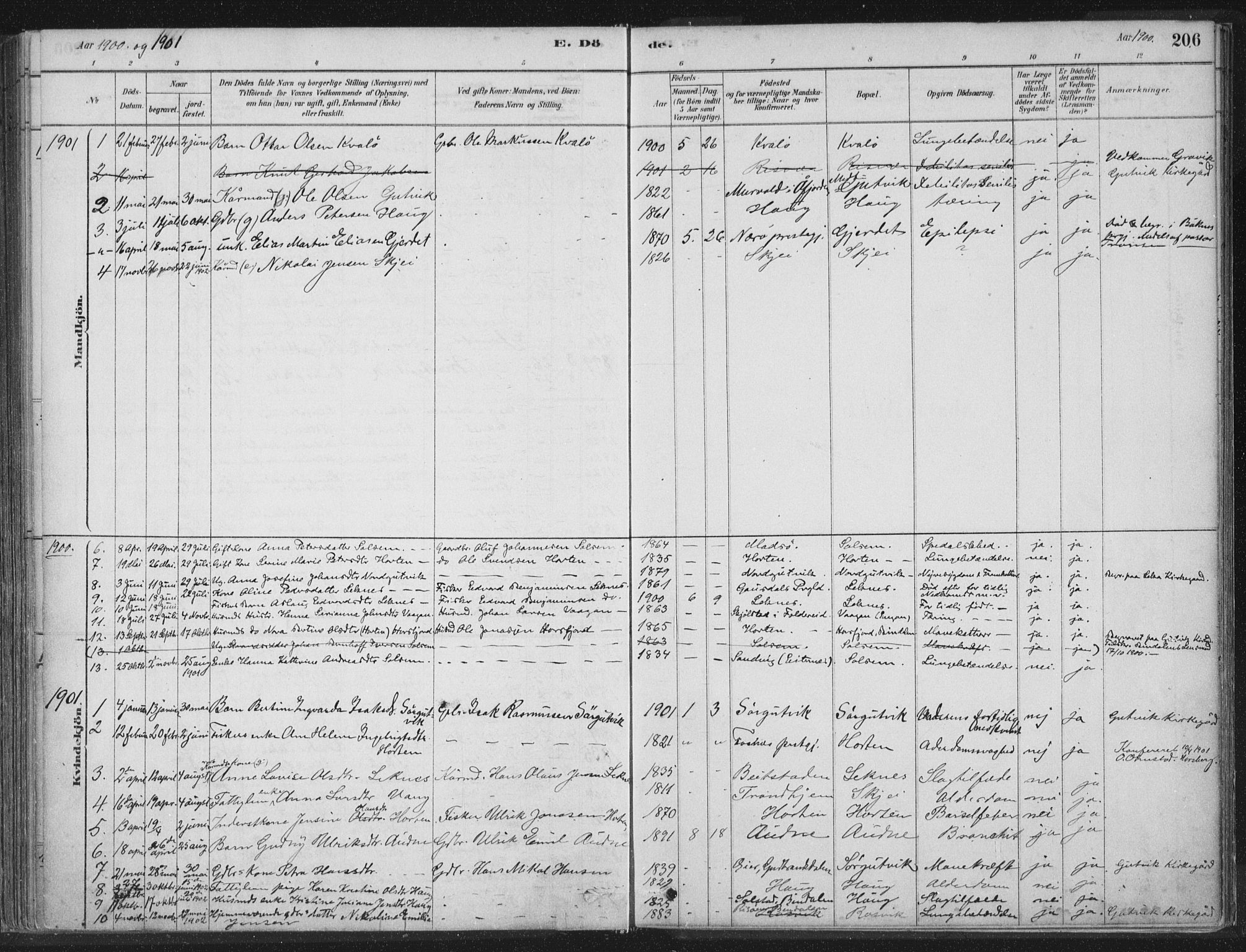 Ministerialprotokoller, klokkerbøker og fødselsregistre - Nord-Trøndelag, SAT/A-1458/788/L0697: Parish register (official) no. 788A04, 1878-1902, p. 206