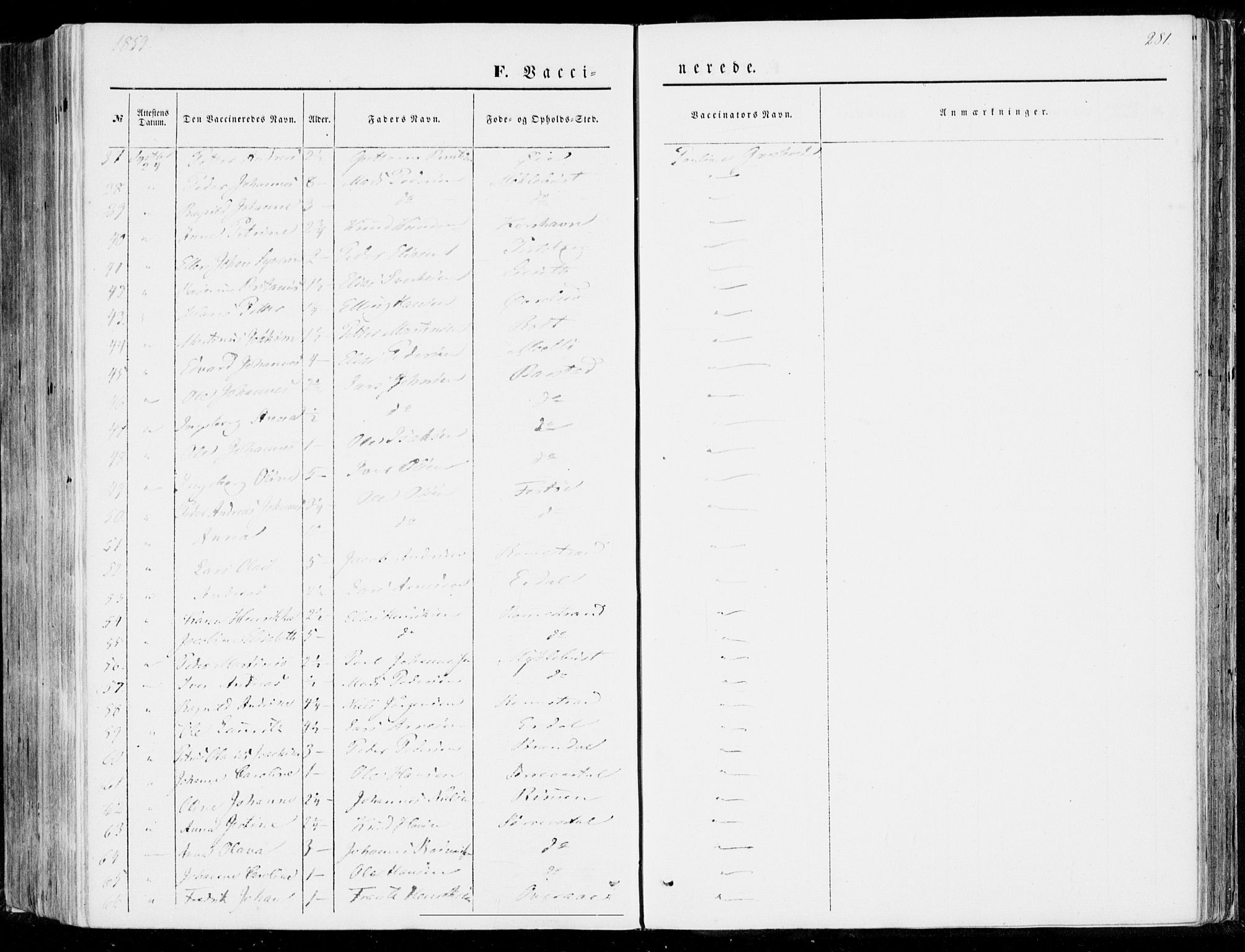 Ministerialprotokoller, klokkerbøker og fødselsregistre - Møre og Romsdal, SAT/A-1454/510/L0121: Parish register (official) no. 510A01, 1848-1877, p. 281