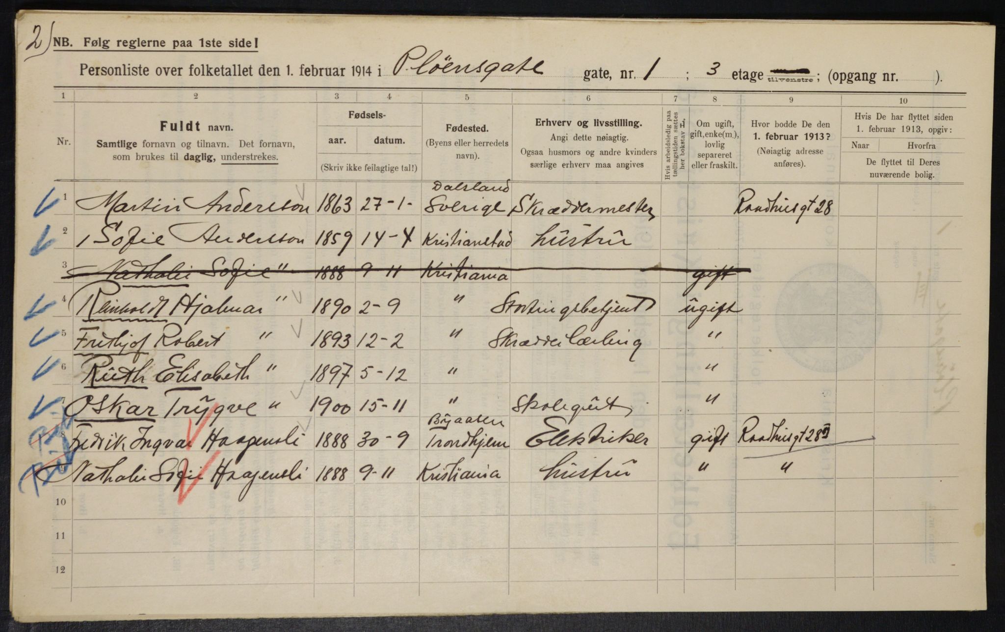 OBA, Municipal Census 1914 for Kristiania, 1914, p. 80968