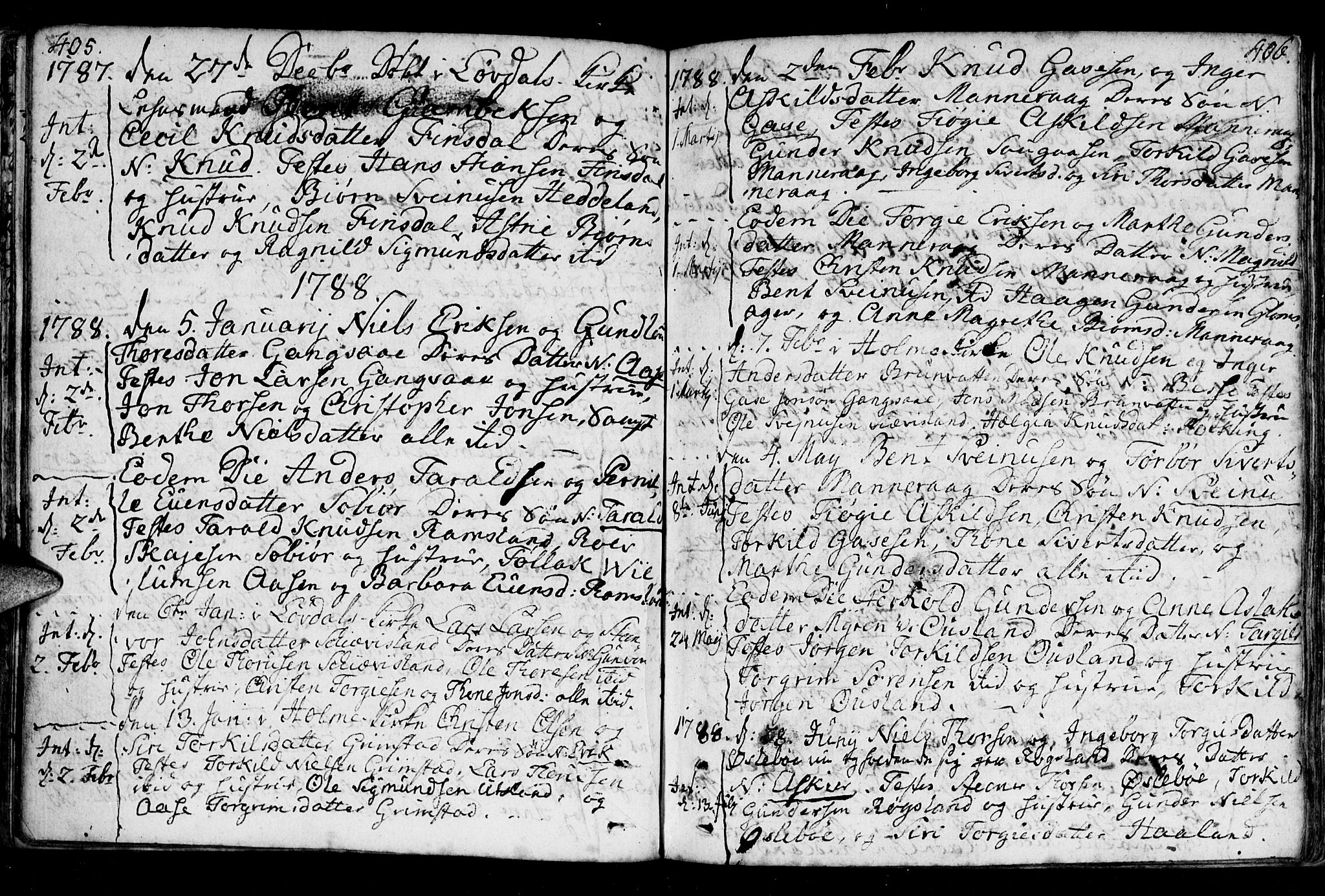 Holum sokneprestkontor, SAK/1111-0022/F/Fa/Fac/L0001: Parish register (official) no. A 1, 1773-1820, p. 405-406
