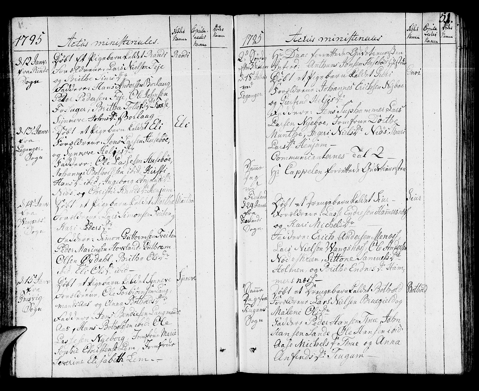 Leikanger sokneprestembete, AV/SAB-A-81001/H/Haa/Haaa/L0005: Parish register (official) no. A 5, 1792-1809, p. 51