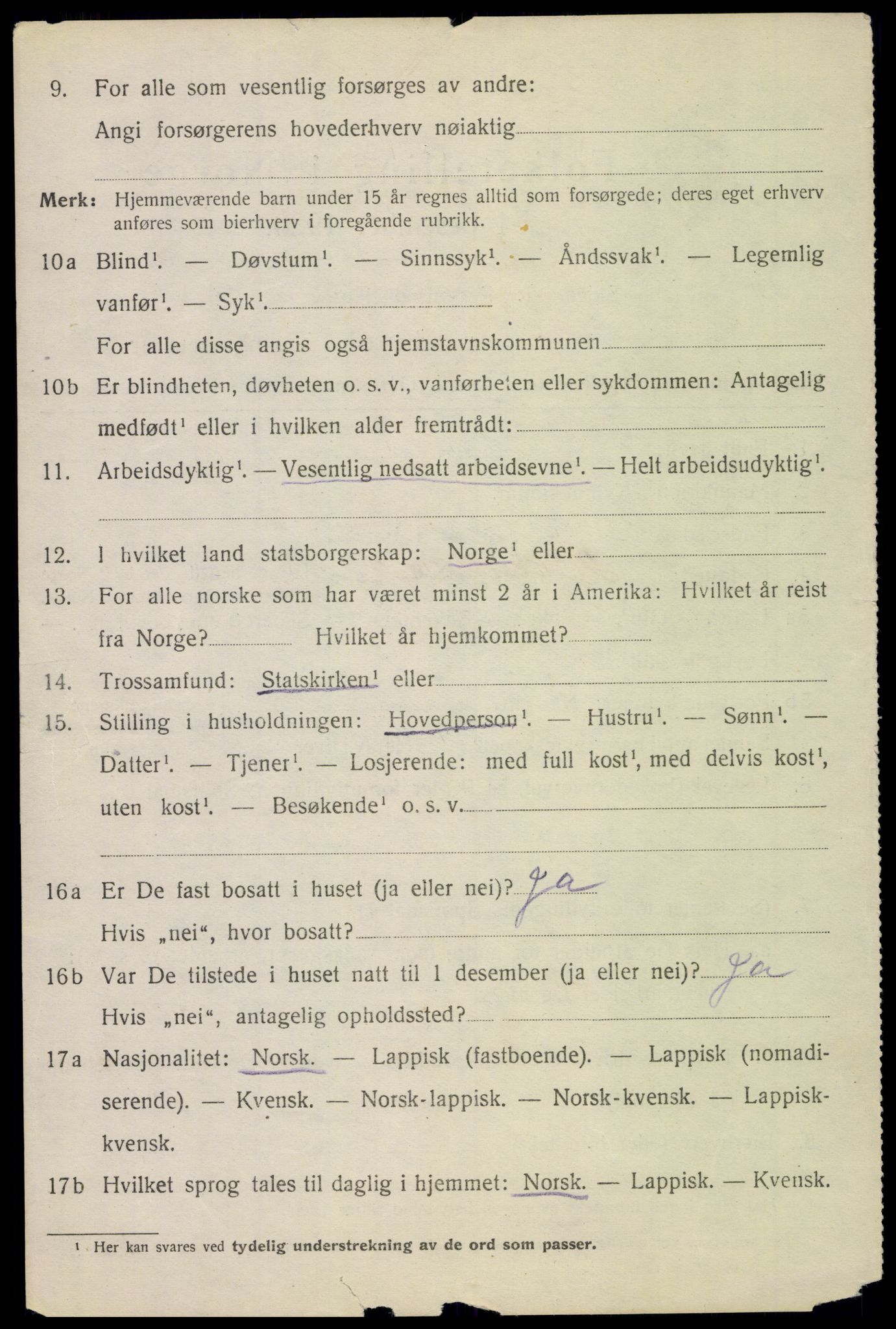 SAT, 1920 census for Hadsel, 1920, p. 5497