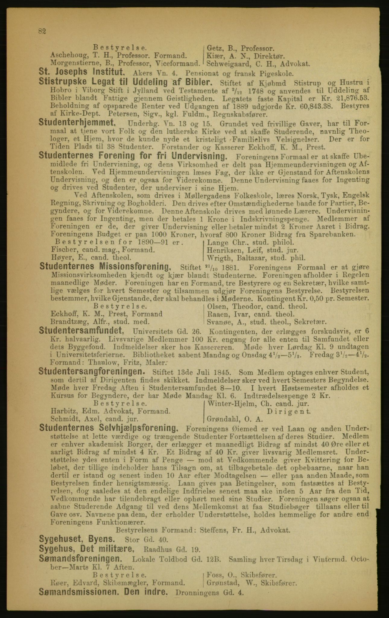 Kristiania/Oslo adressebok, PUBL/-, 1891, p. 82