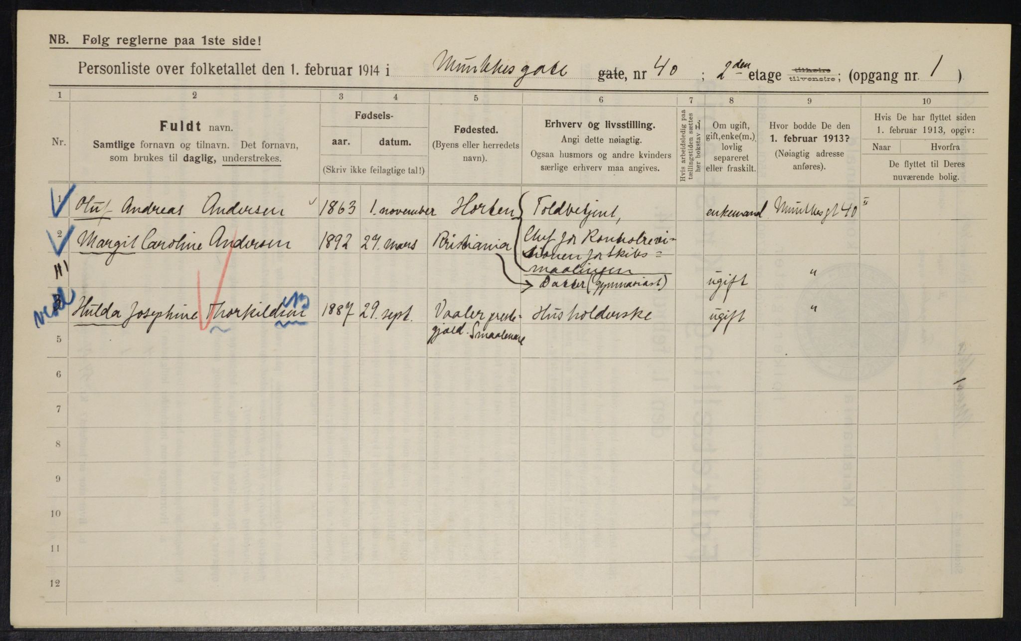 OBA, Municipal Census 1914 for Kristiania, 1914, p. 68162