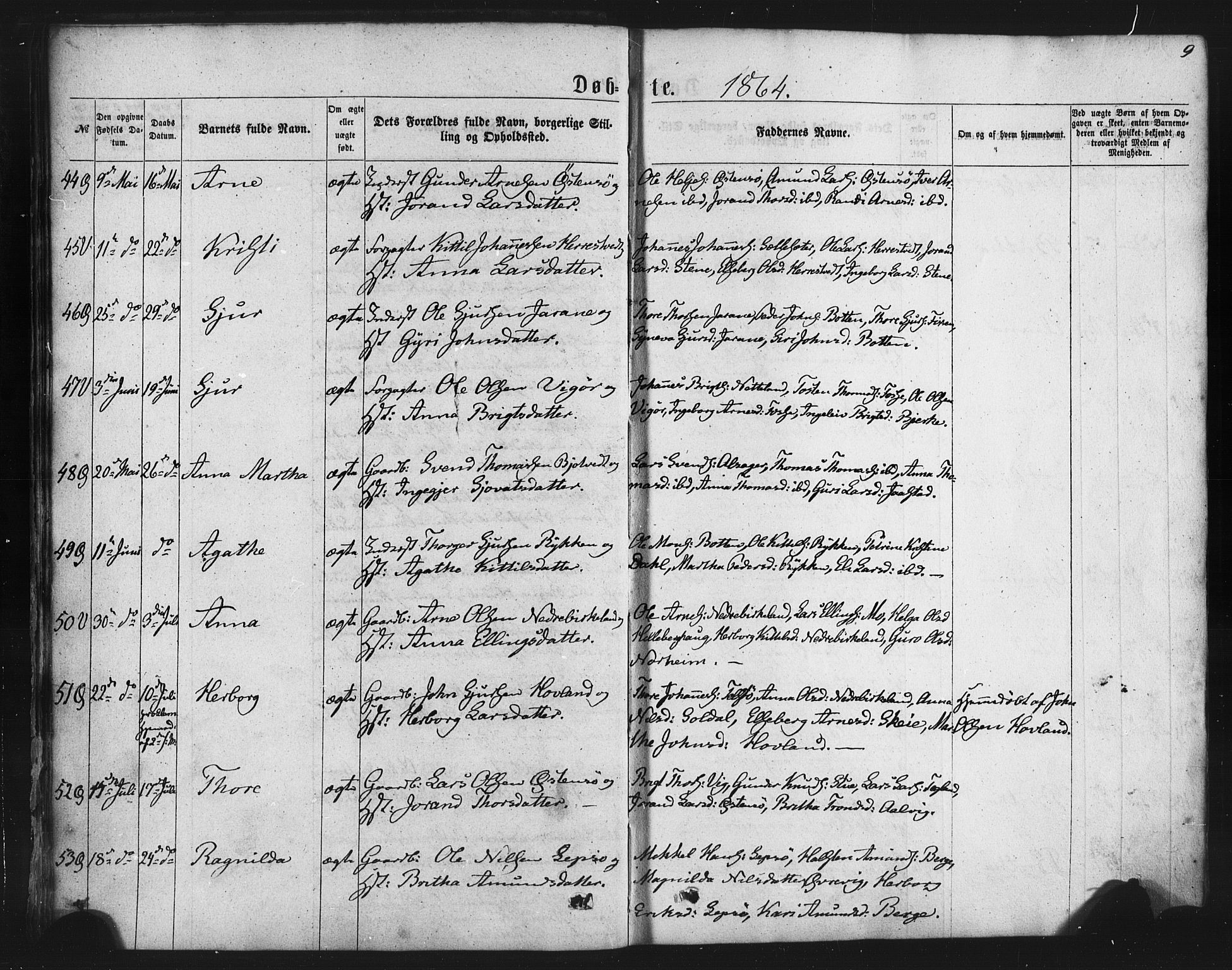 Kvam sokneprestembete, SAB/A-76201/H/Haa: Parish register (official) no. A 9, 1864-1879, p. 9