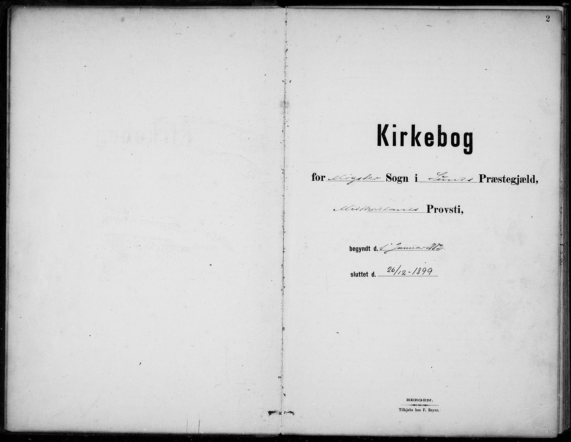 Sund sokneprestembete, AV/SAB-A-99930: Parish register (official) no. D 1, 1882-1899, p. 2