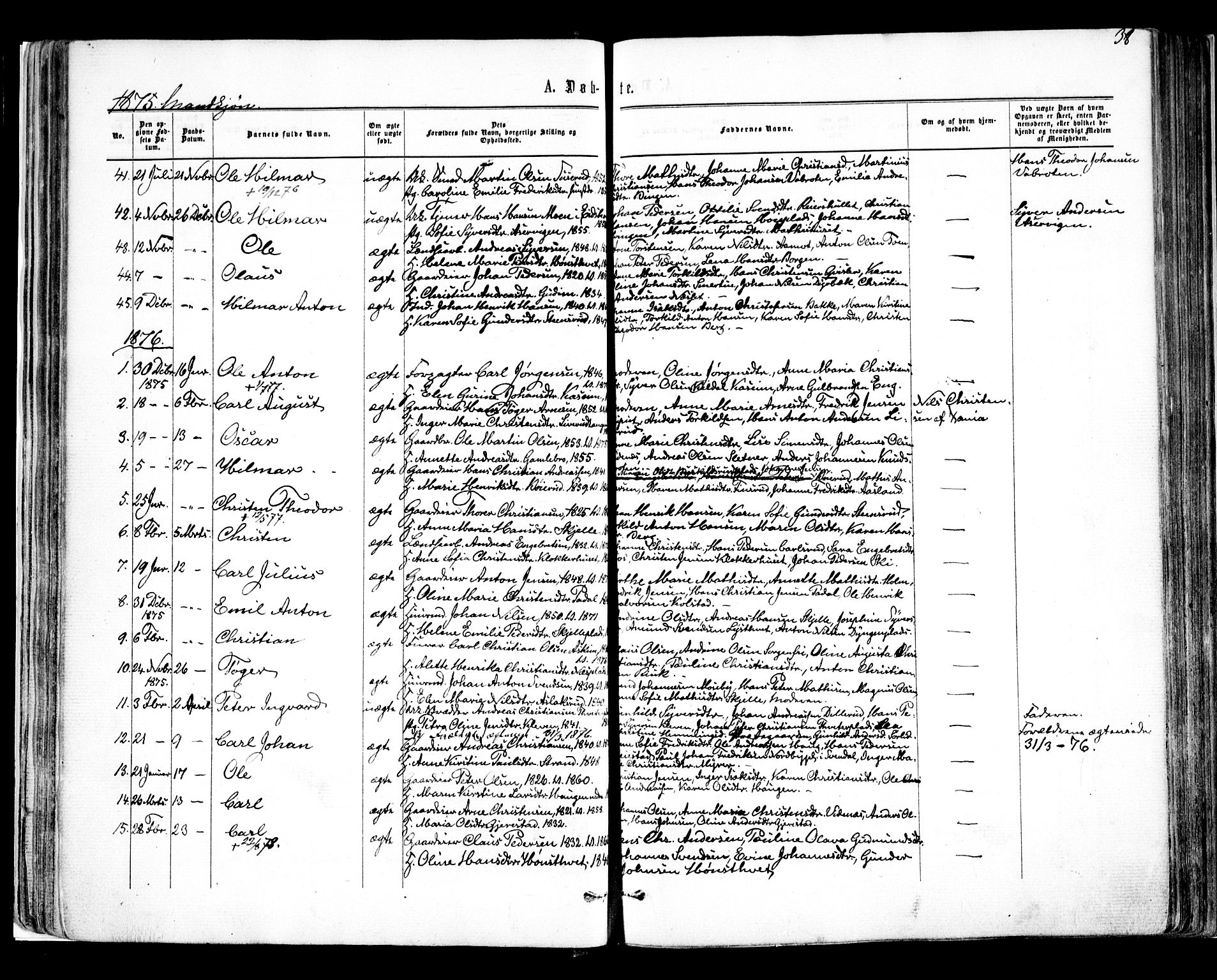 Skiptvet prestekontor Kirkebøker, AV/SAO-A-20009/F/Fa/L0008: Parish register (official) no. 8, 1867-1877, p. 38