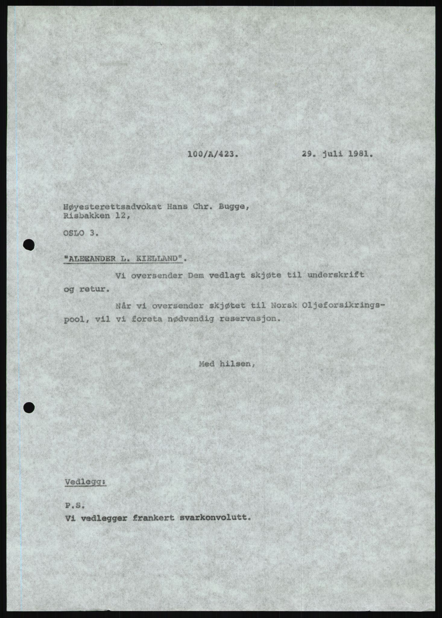 Pa 1503 - Stavanger Drilling AS, SAST/A-101906/D/L0006: Korrespondanse og saksdokumenter, 1974-1984, p. 421