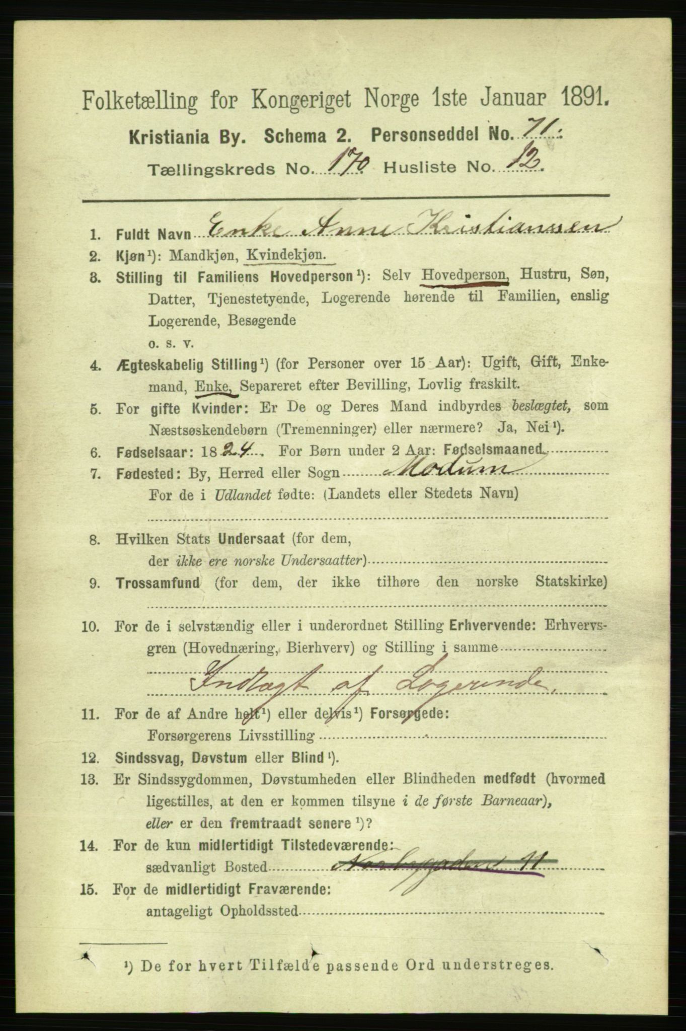 RA, 1891 census for 0301 Kristiania, 1891, p. 100194
